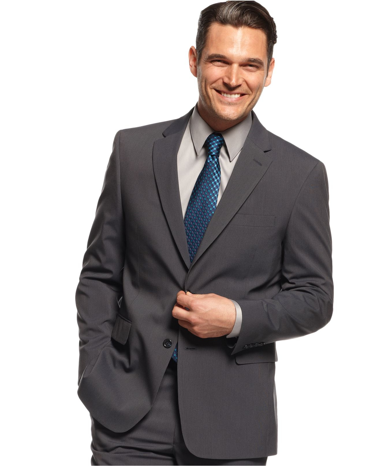 Men's Suits Jones New York / Jones New York Charcoal Pinstripe Suit ...