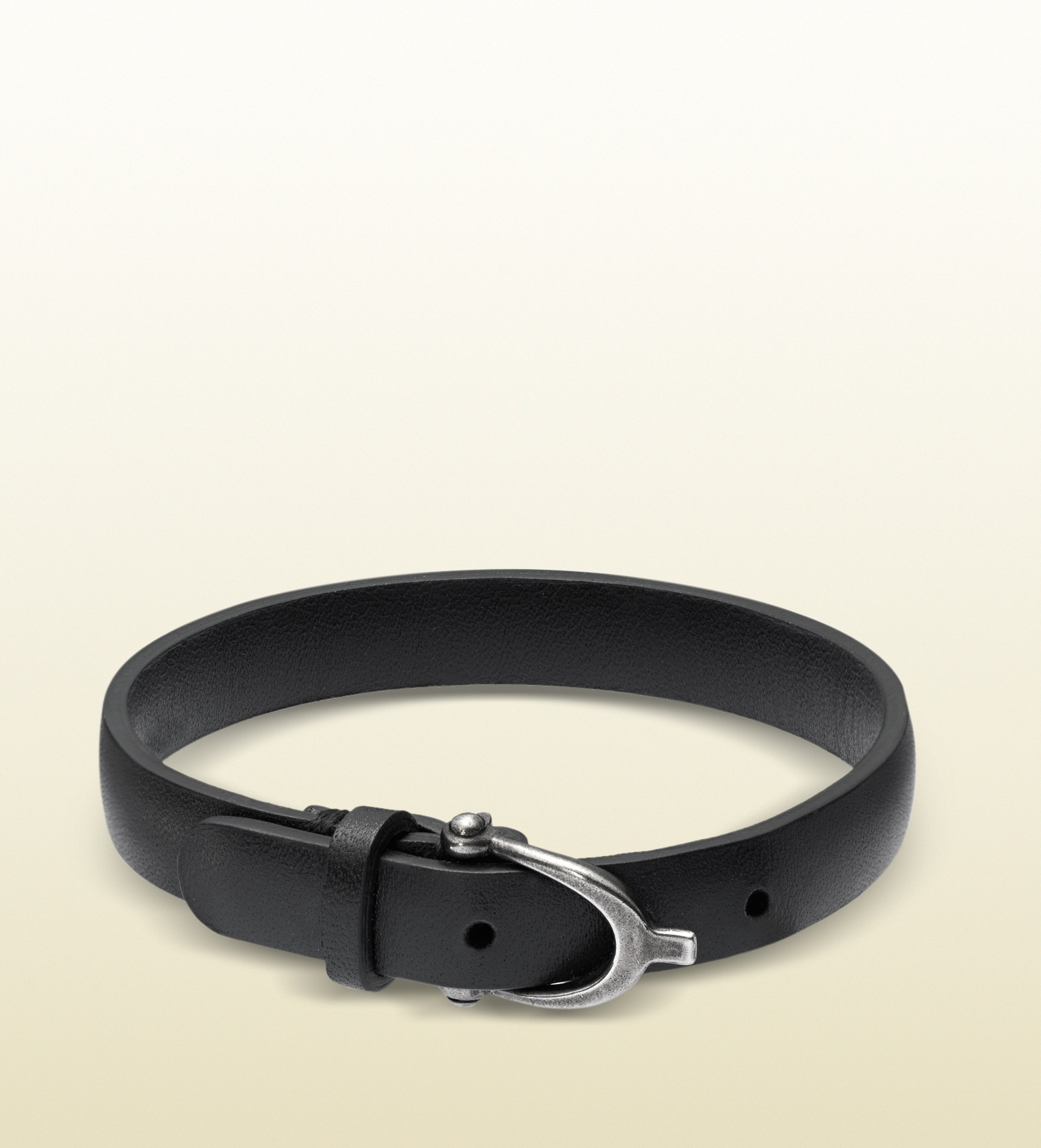 Gucci Leather Bracelet with Stirrup Buckle in Black for Men Lyst