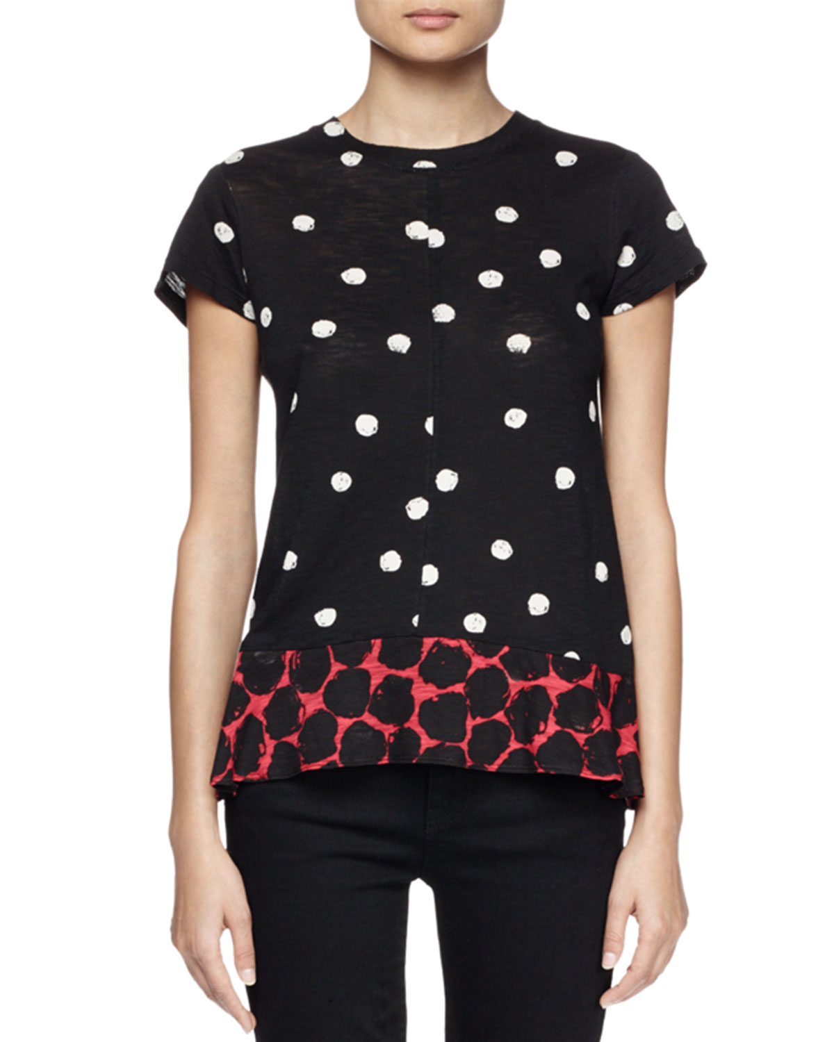 Printed Short Sleeve Sharkbite Hem T Shirt