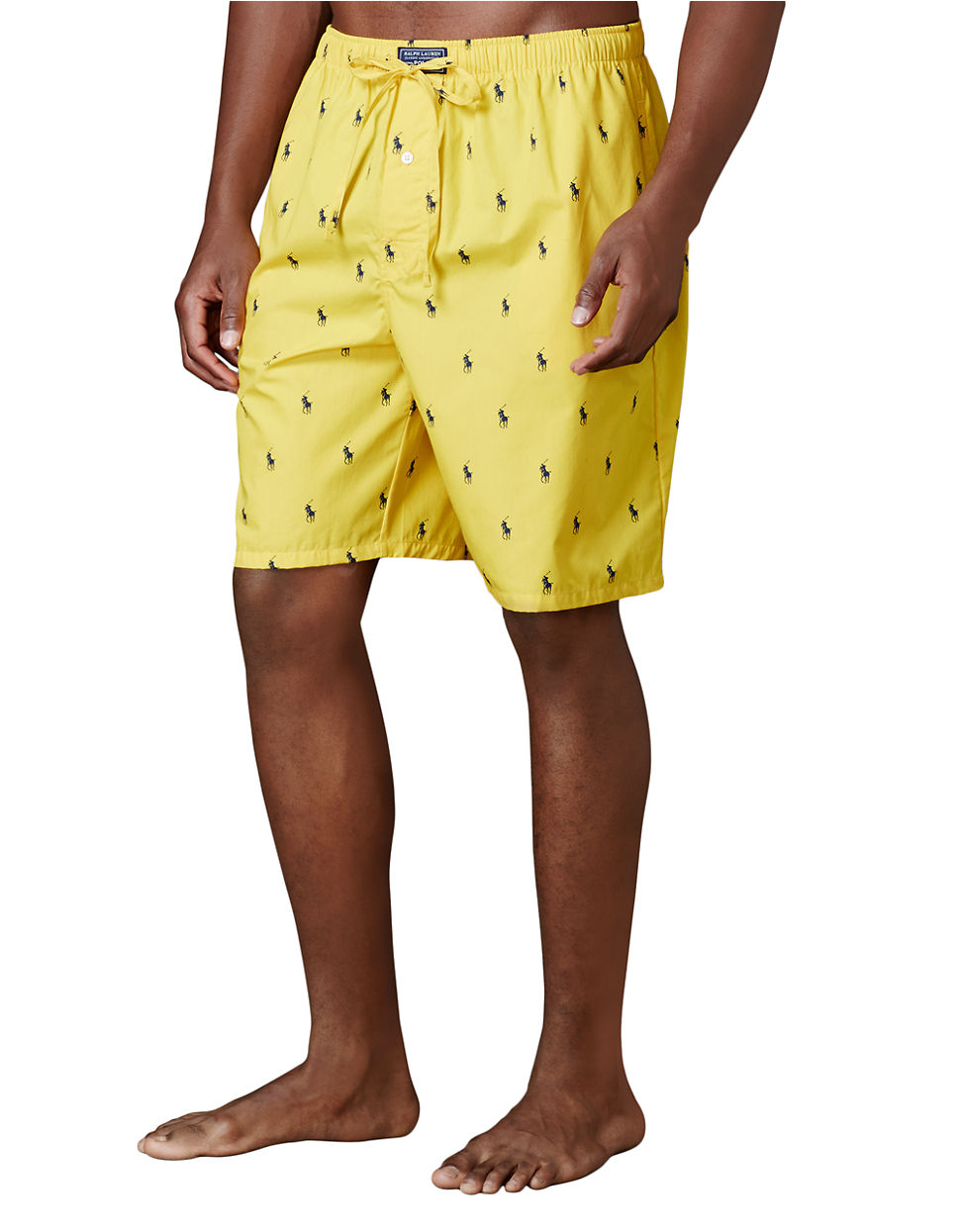 Polo Ralph Lauren Pony-Print Woven Pajama Shorts in Yellow for Men | Lyst