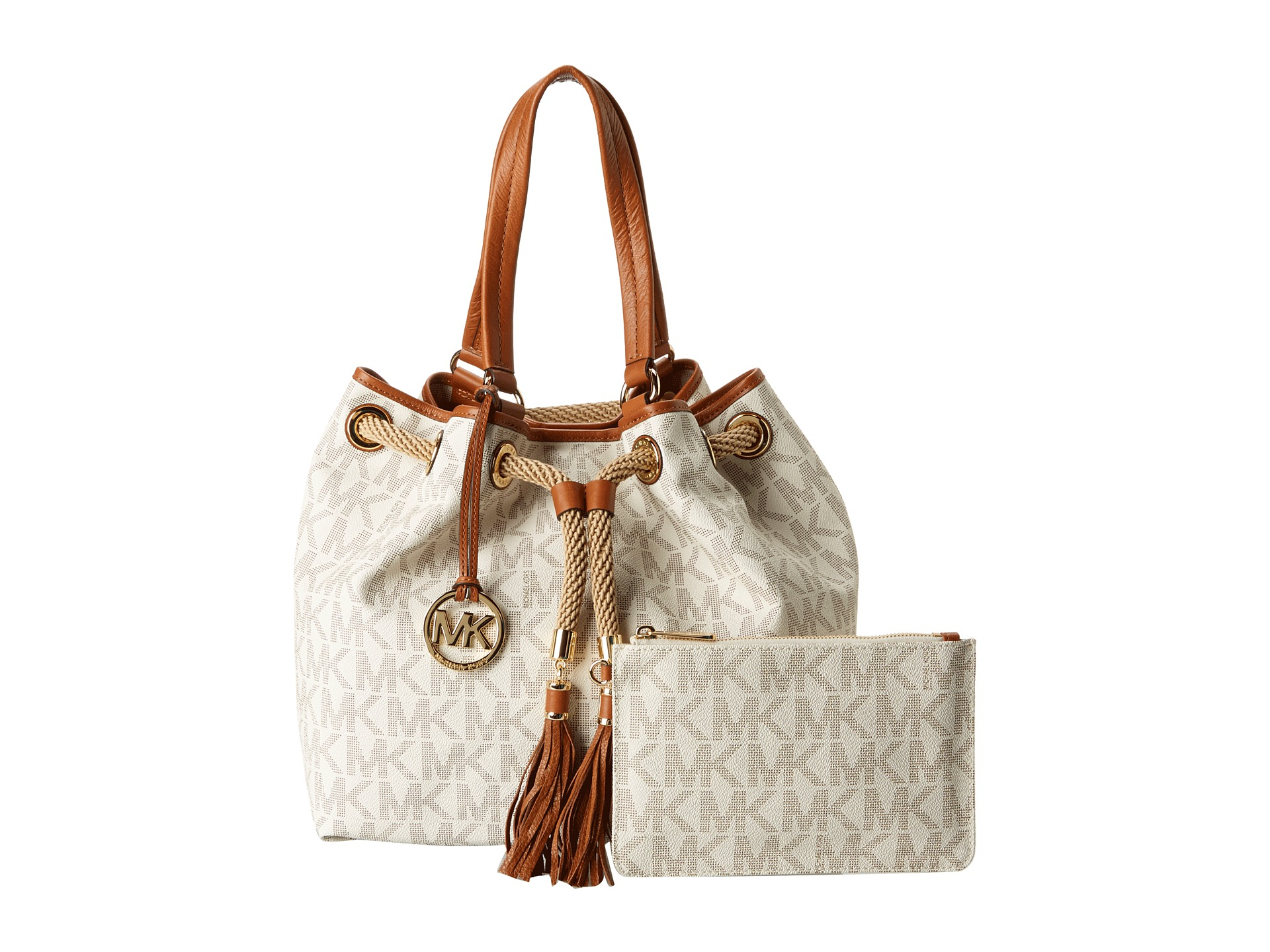 Lyst Michael Kors Marina Large Gathered Tote In Natural Gallery