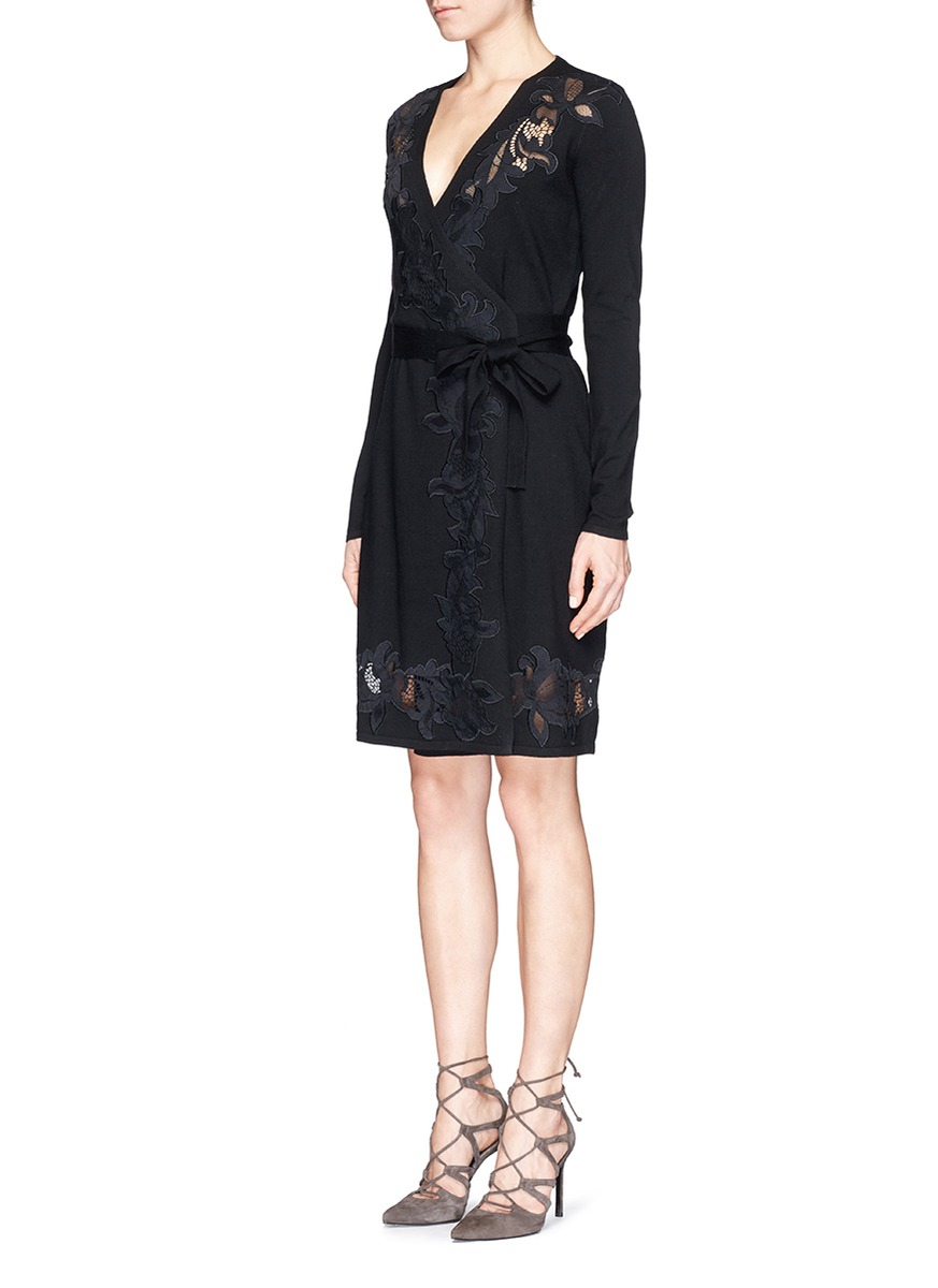 diane von furstenberg black lace dress