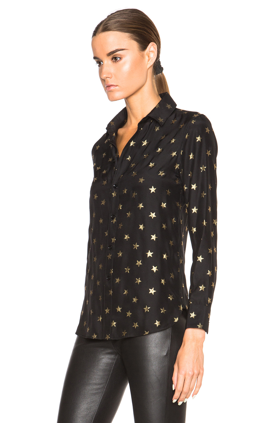 gold print blouse