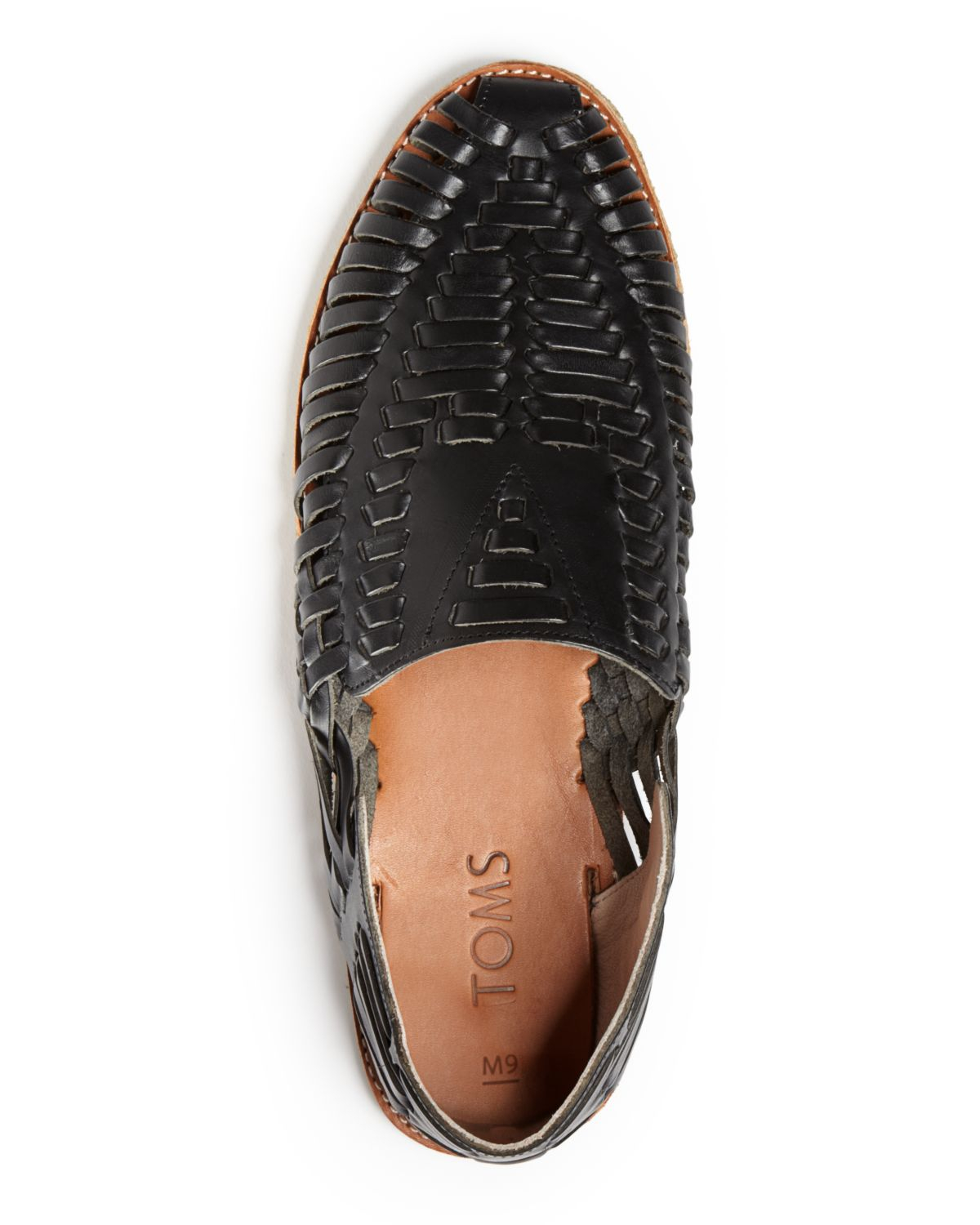 TOMS Huarache Woven Leather Loafers in Black for Men | Lyst