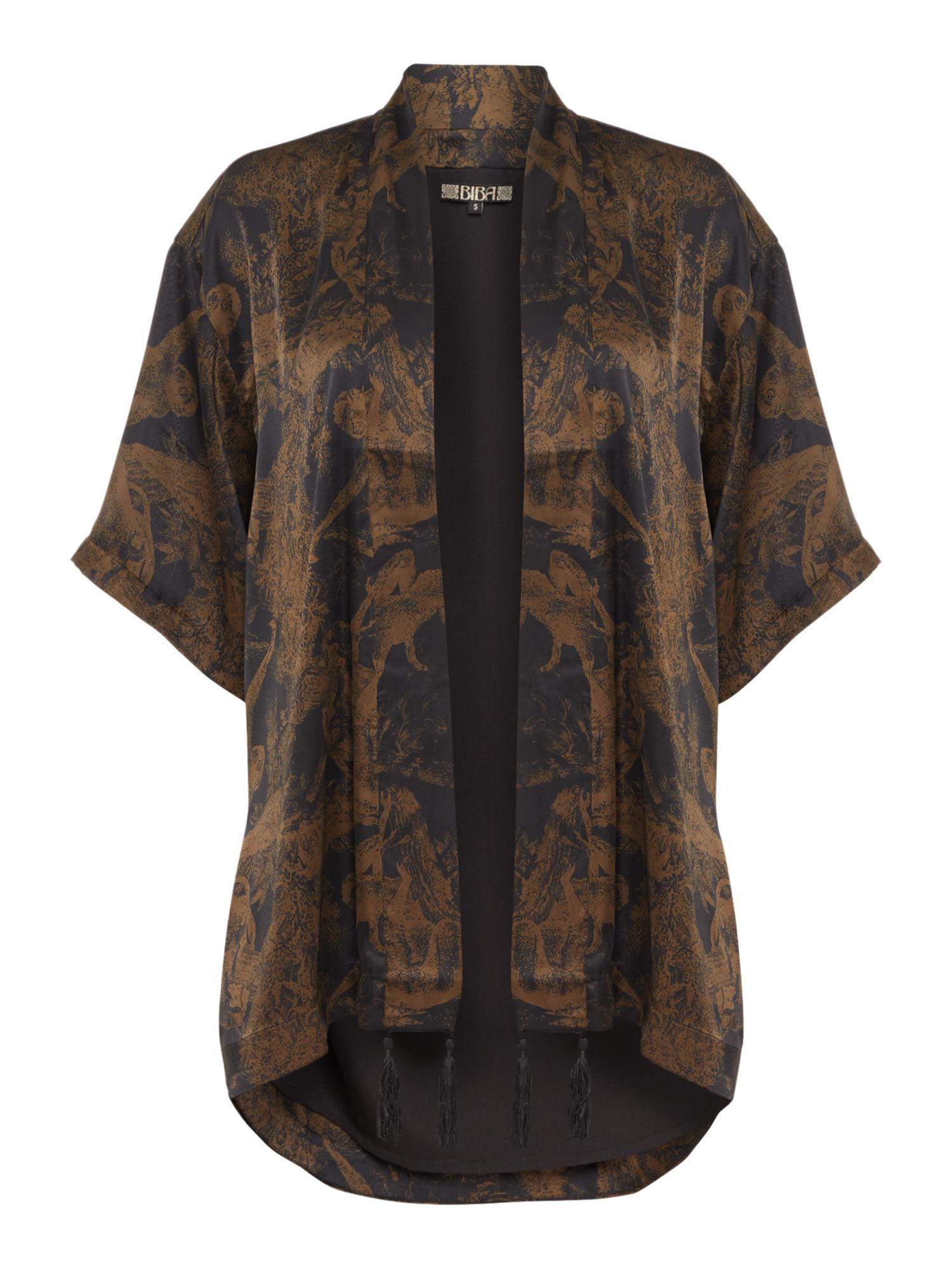 Biba Printed Tassel Detail Throw On Jacket in Black (Black Gold) Lyst