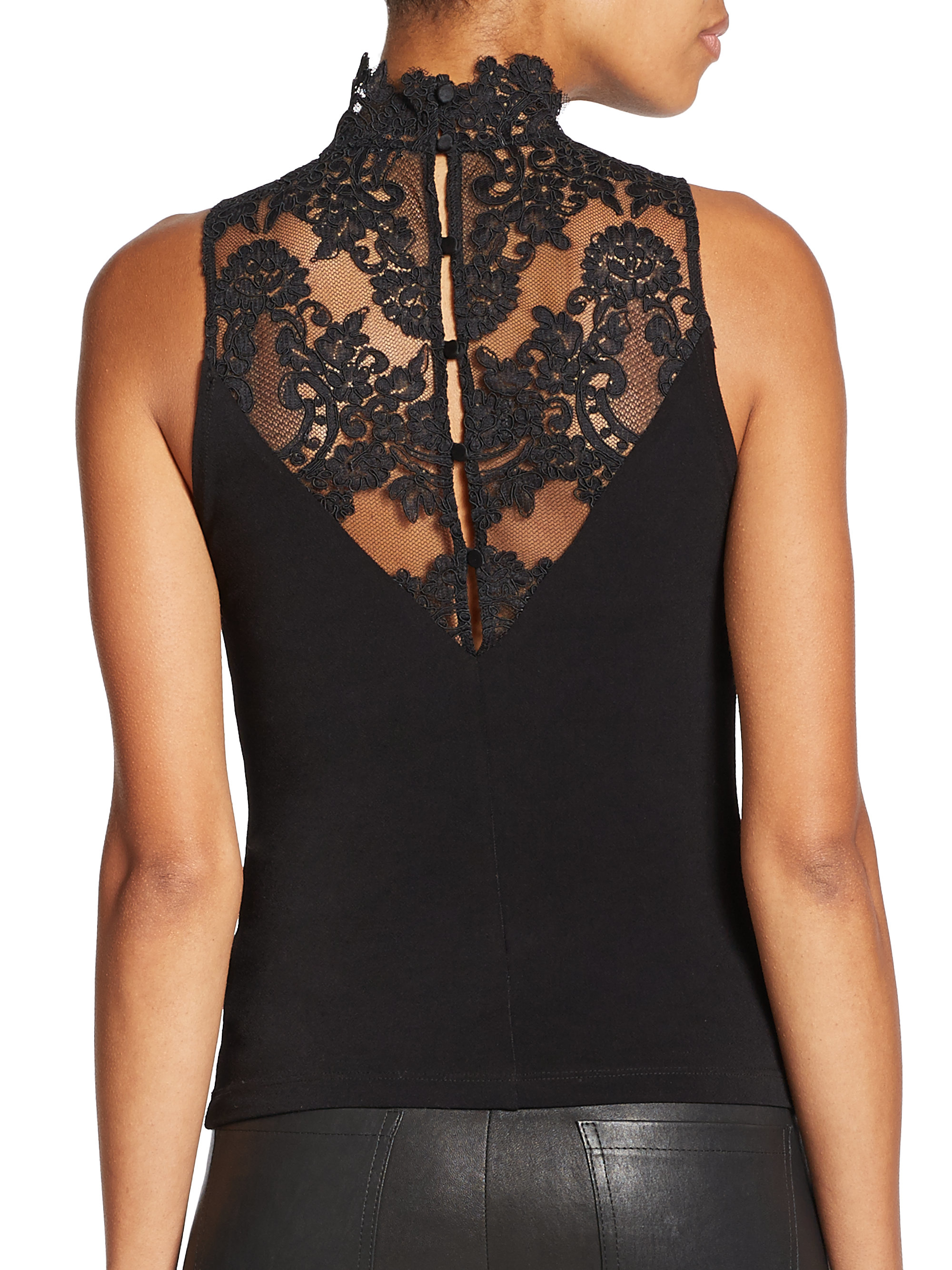 lace sleeveless top black