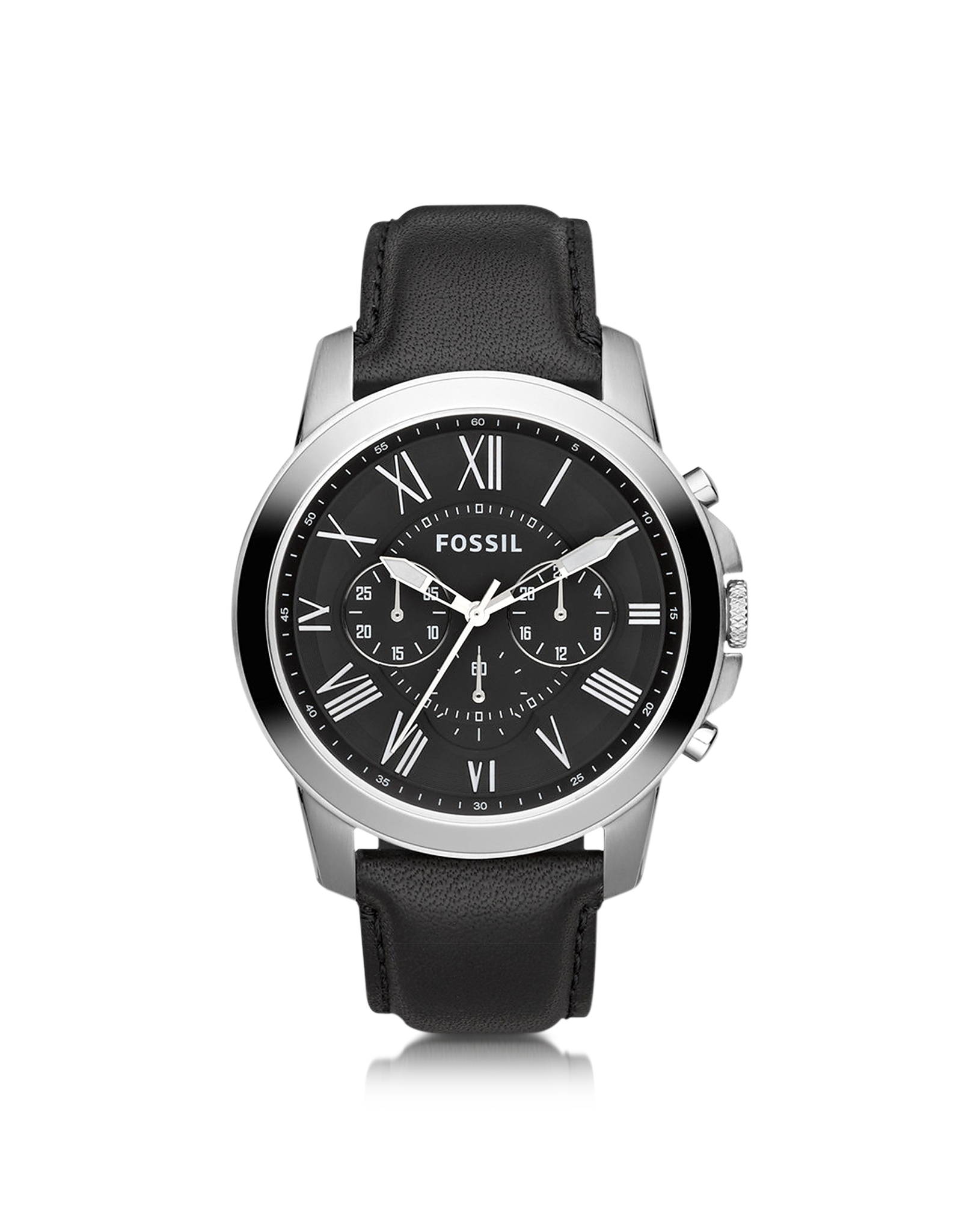 Fossil Grant Chronograph Leather Men'S Watch in Black for Men (Black ...
