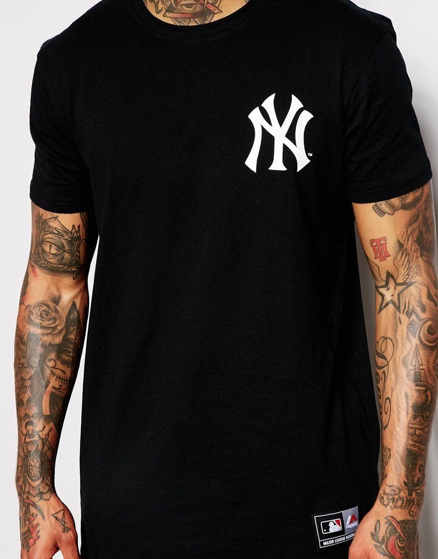 Majestic Longline Yankees T-shirt With Large Logo Back Print in Black for  Men | Lyst