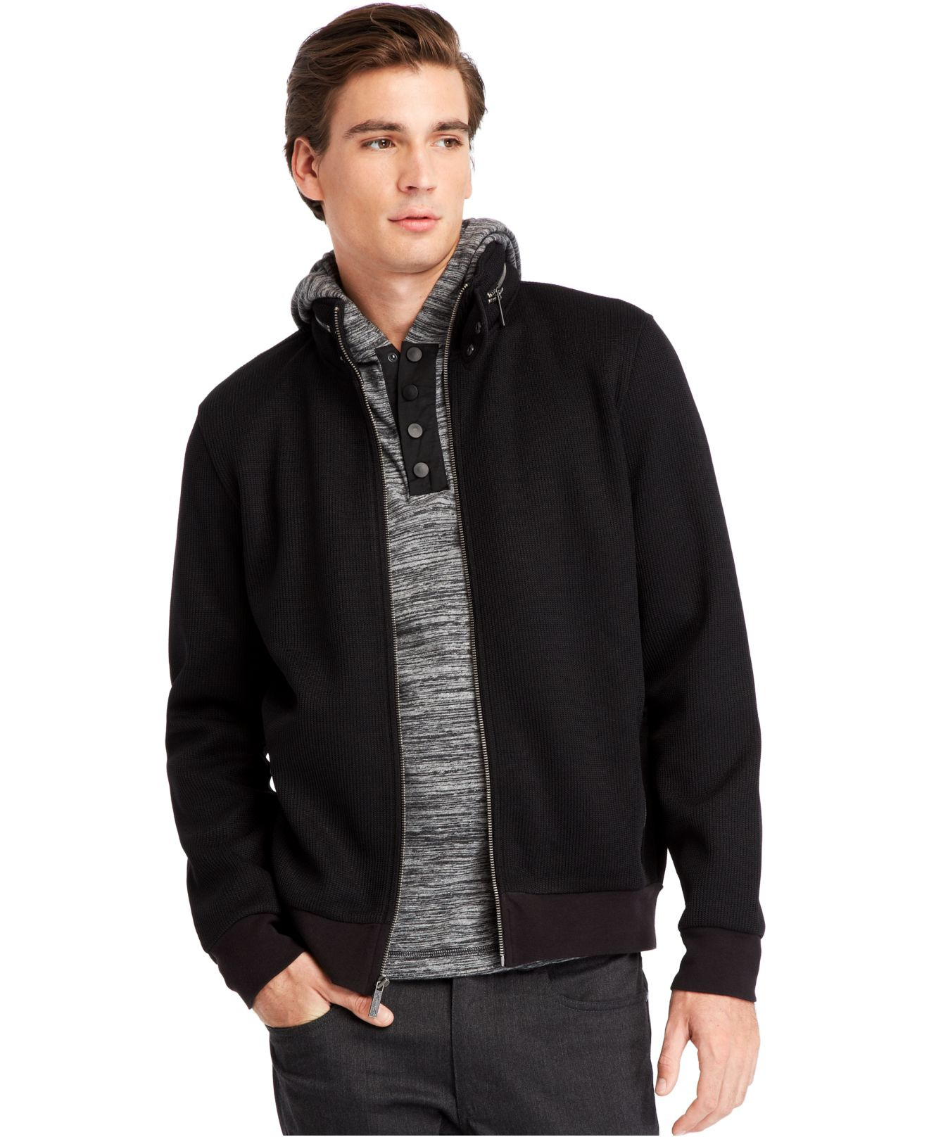 Download Lyst - Kenneth Cole Full Zip Mock Neck Jacket in Black for Men