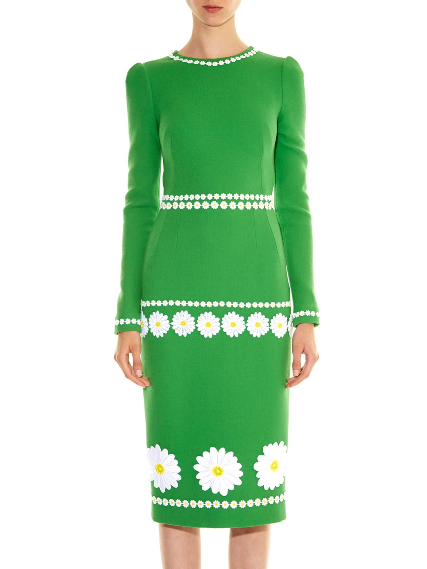 Dolce & Gabbana Daisy EmbellishedCrepe Dress in Green White (Green) Lyst