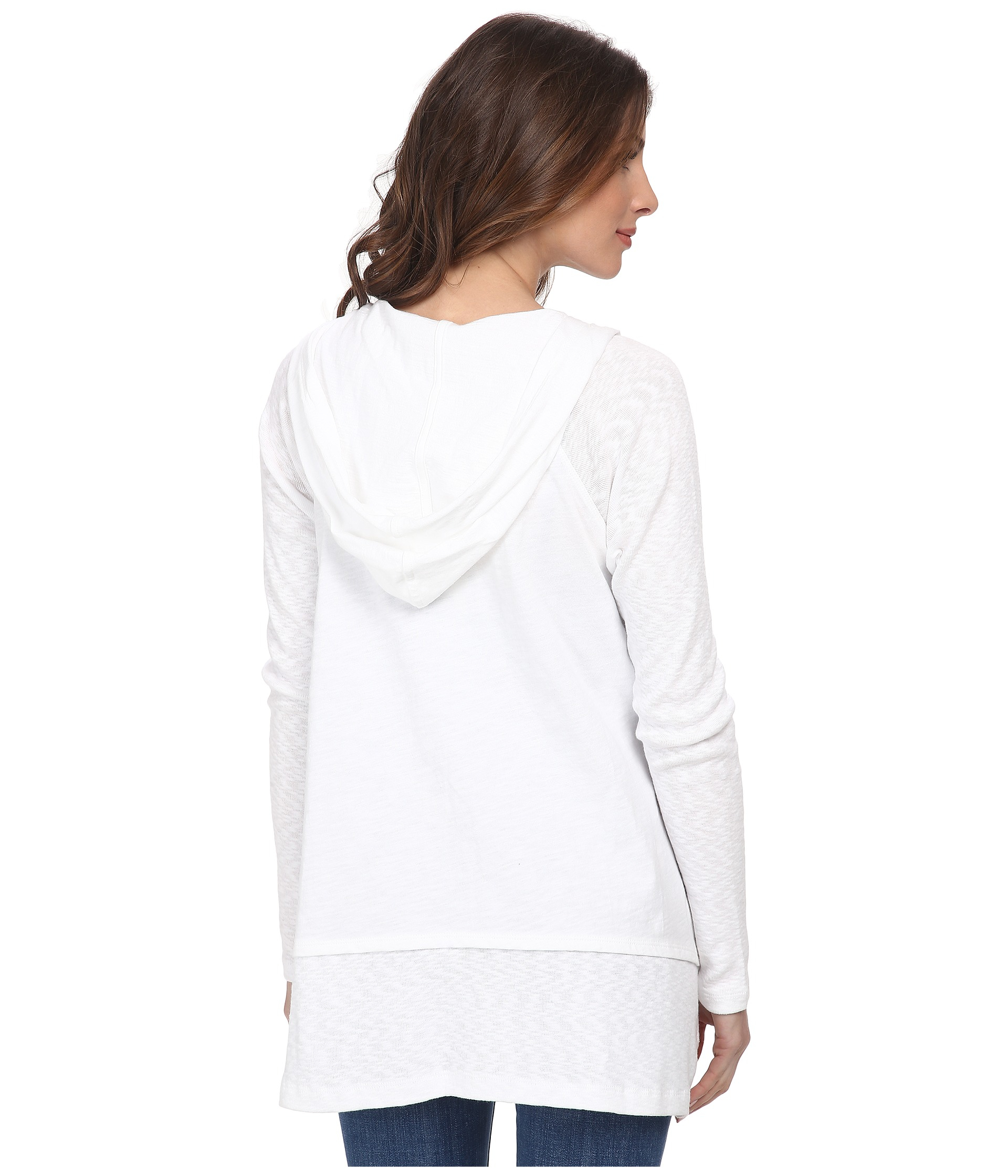 Download DKNY Zip Front Hoodie in White - Lyst