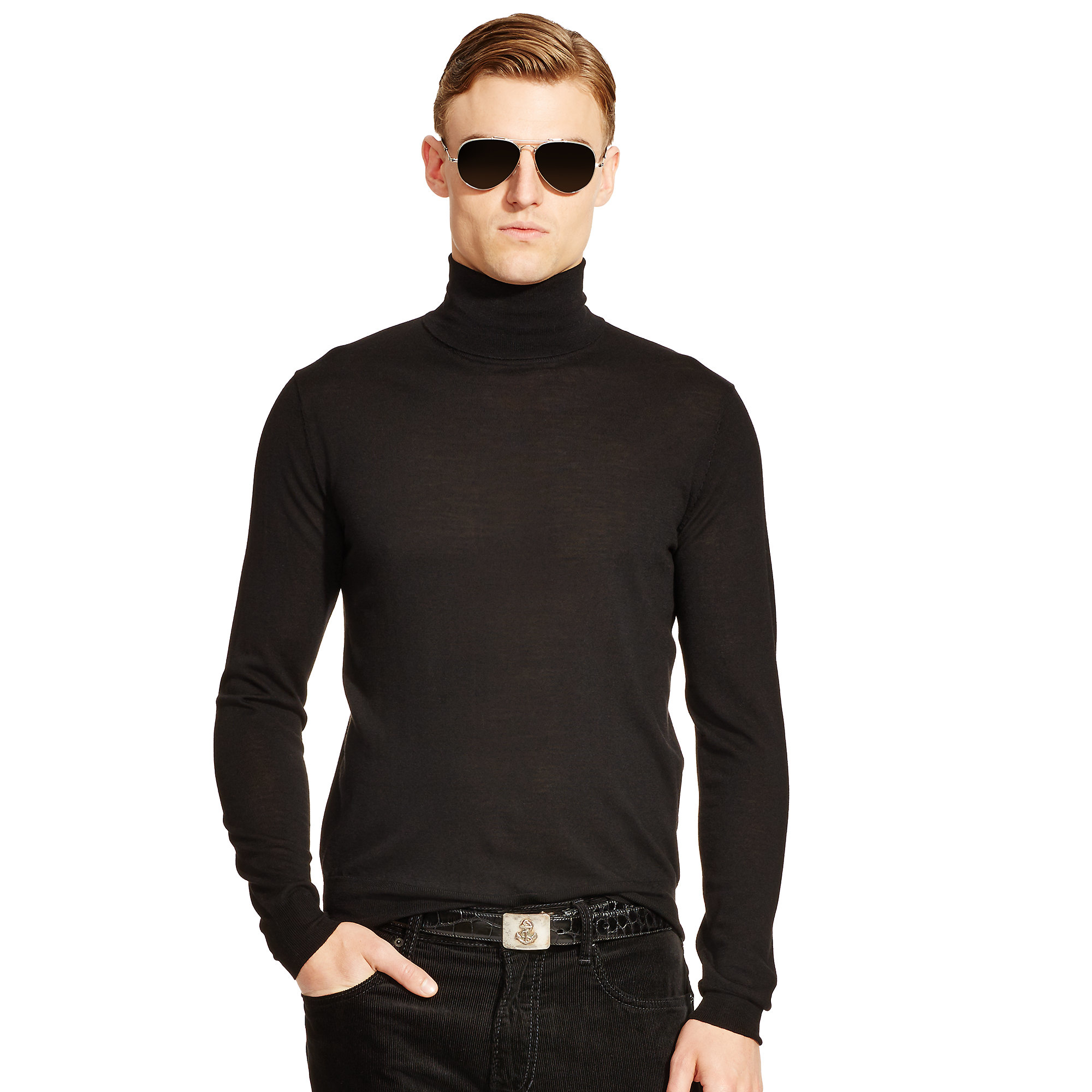 black merino wool turtleneck