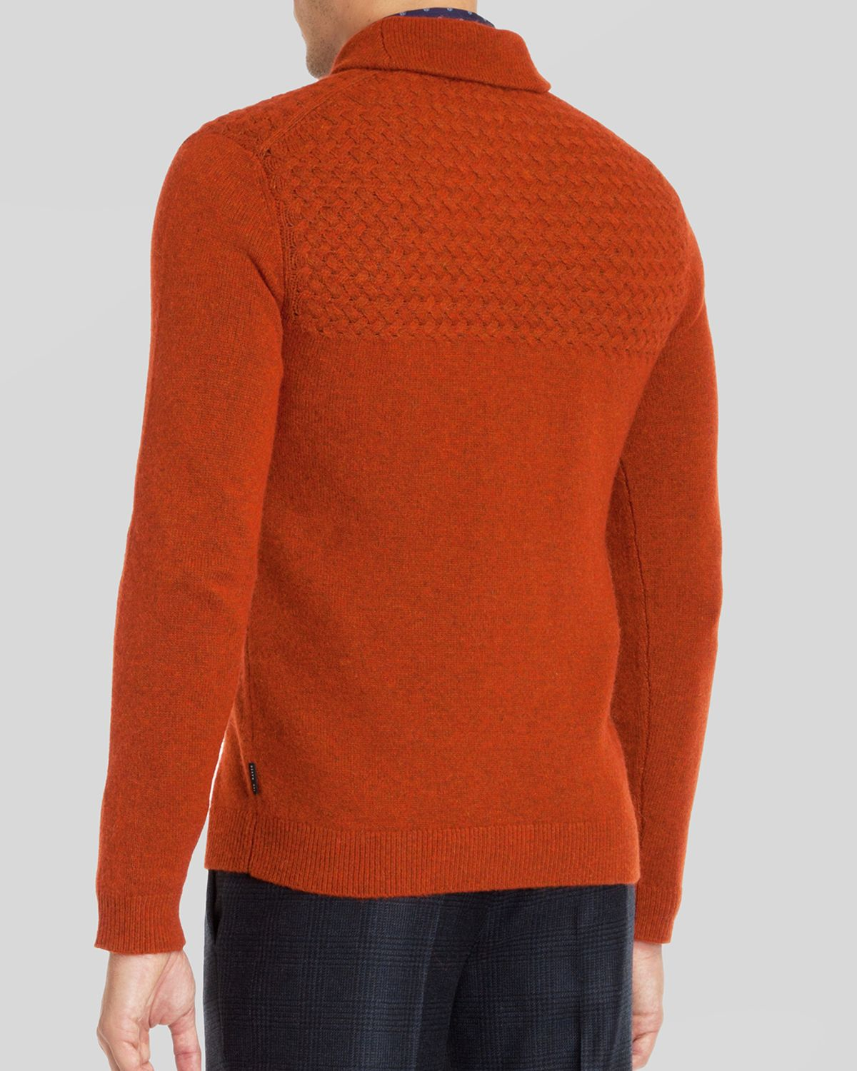 Ted baker Lodere Shawl Neck Knit Sweater in Orange for Men (Dark Orange
