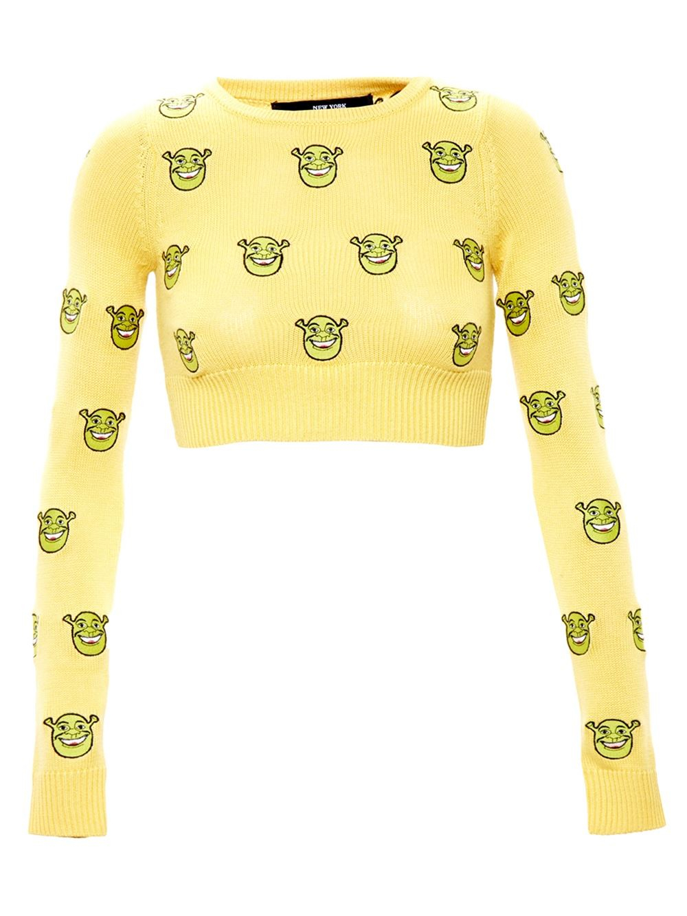 Jeremy Scott Cropped Shrek Jumper in Yellow | Lyst