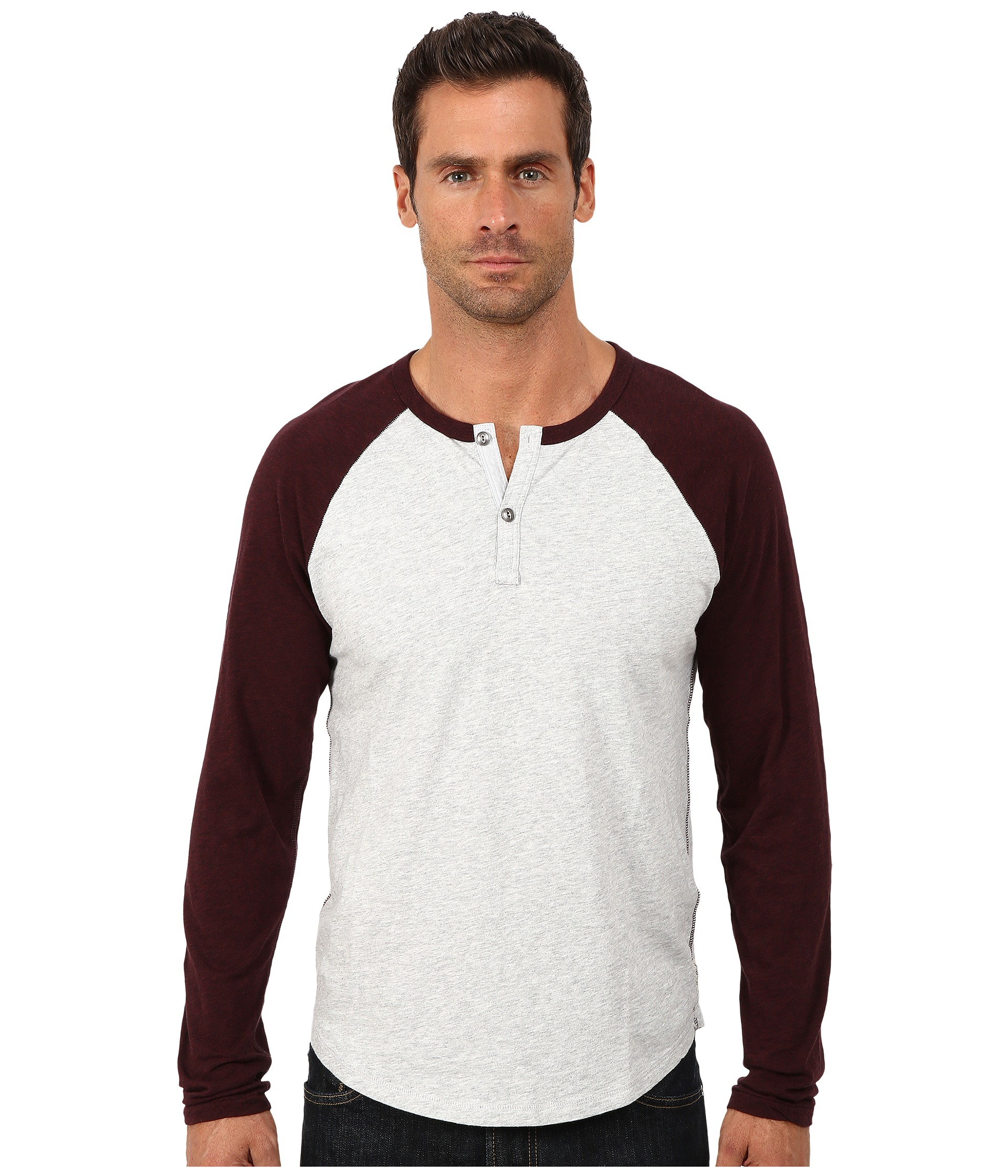 Download Lucky brand Long Sleeve Raglan Henley in Red for Men (Red ...