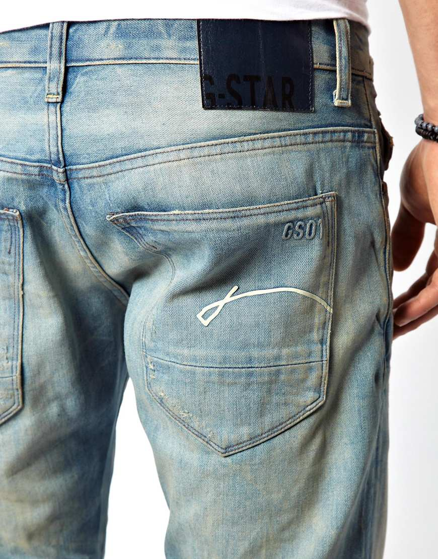 Lyst - G-Star Raw G Star Jeans Morris Low Straight Fit Light Aged in ...
