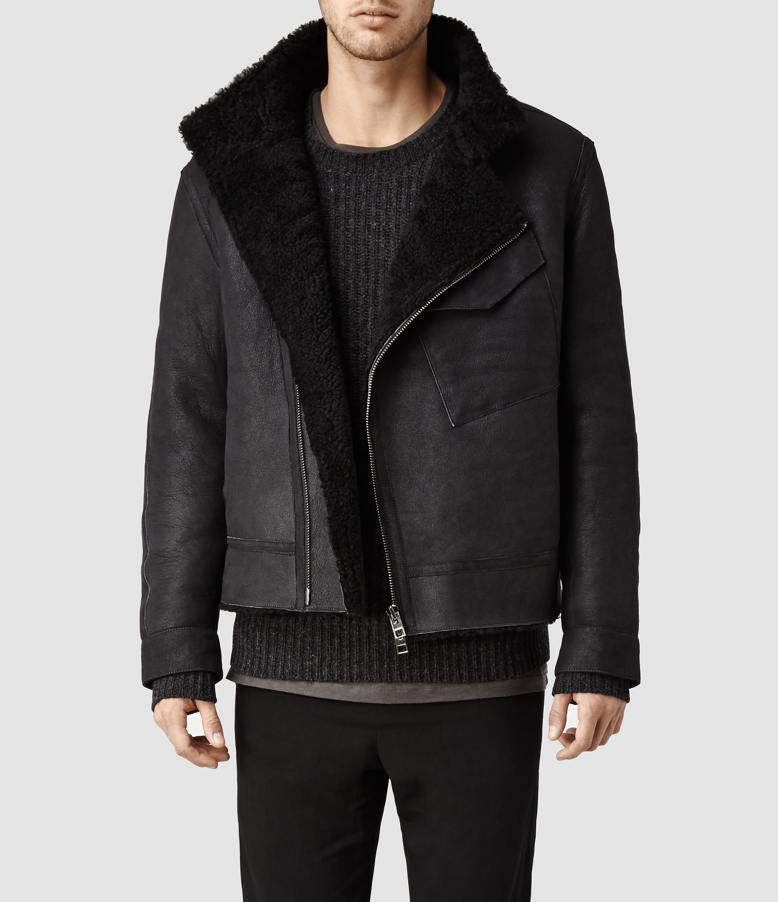 all saints elder shearling jacket