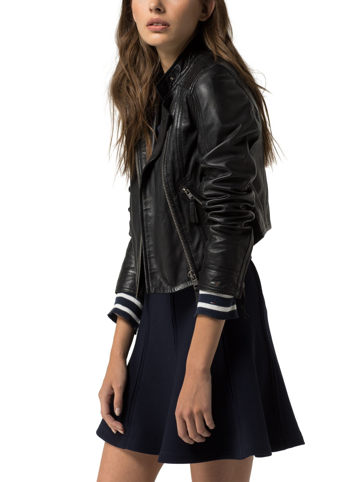 Tommy Hilfiger Leather Biker Jacket in Black Lyst