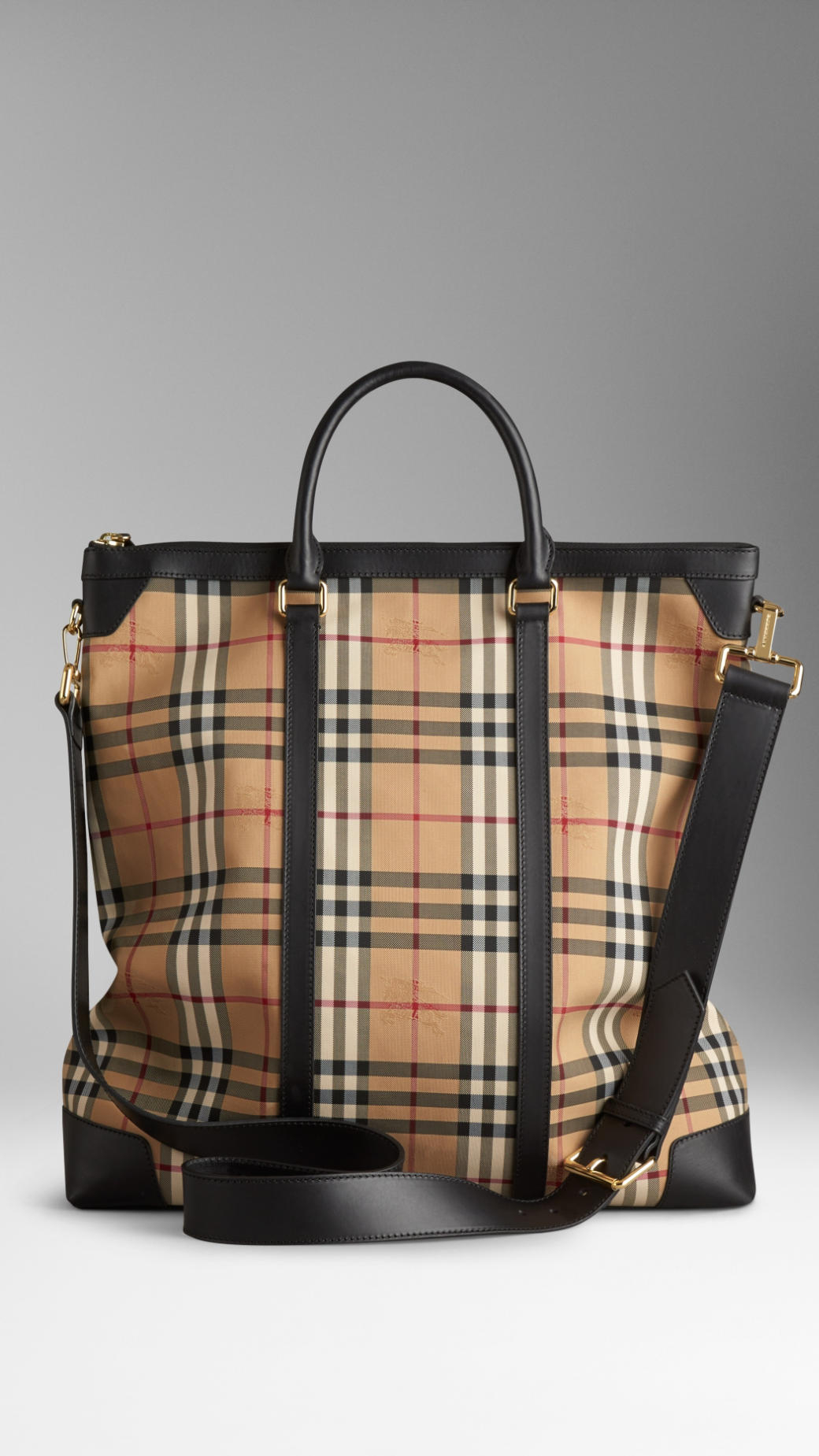 Burberry Large Horseferry Check Leather Tote Bag in Black for Men - Lyst