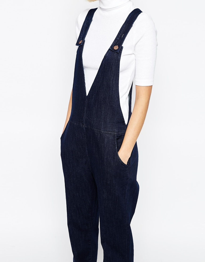 v neck denim overalls