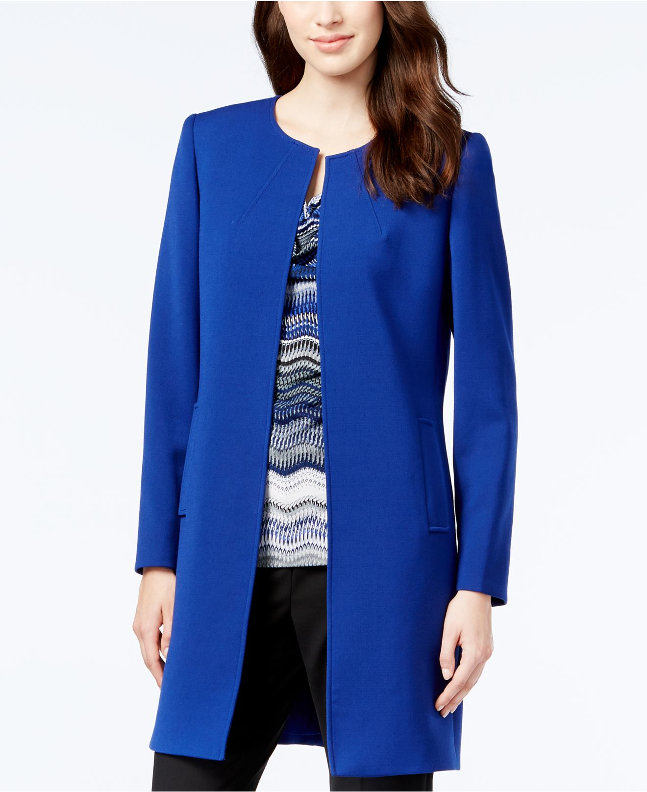 tahari blue coat