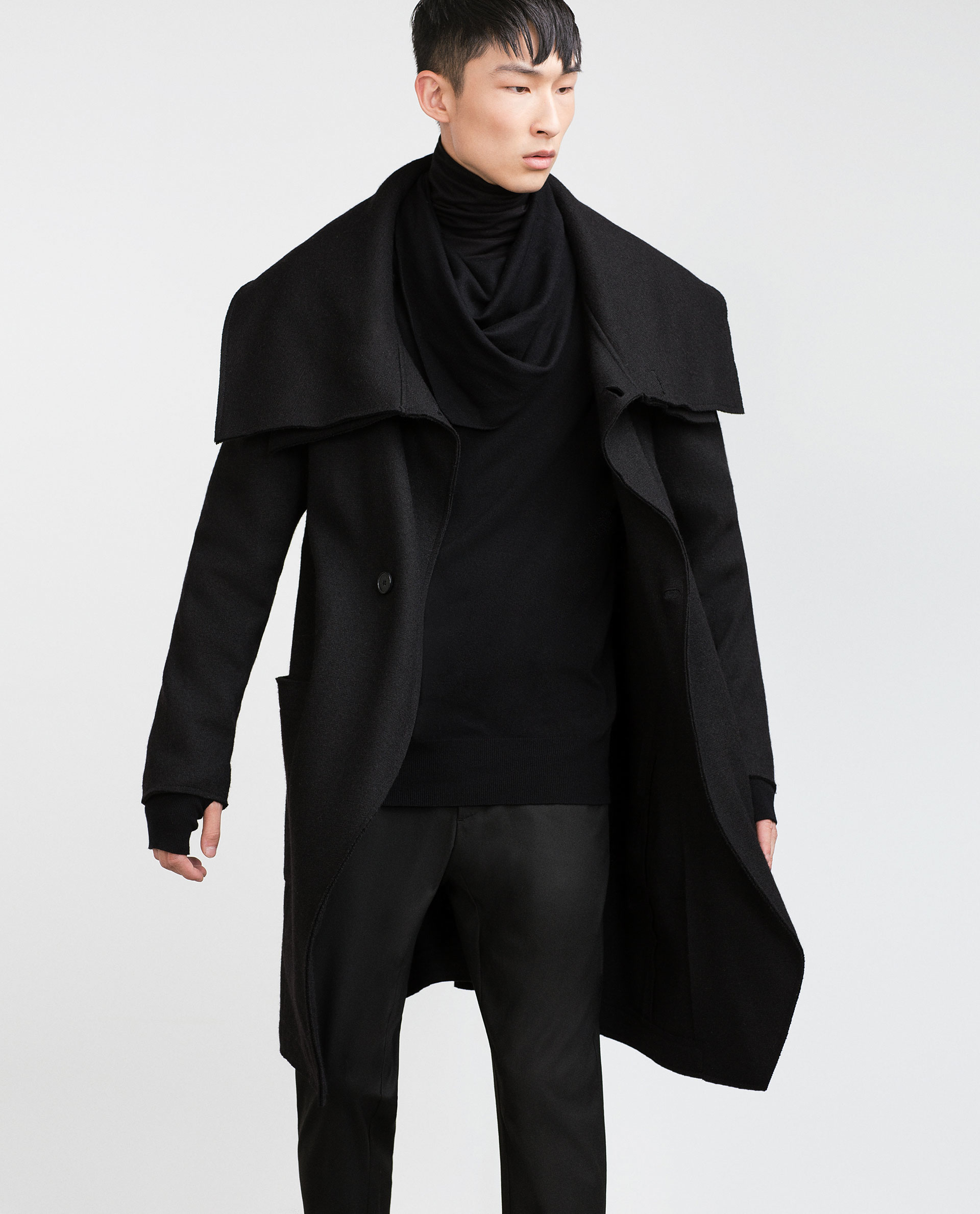 zara shiny black coat