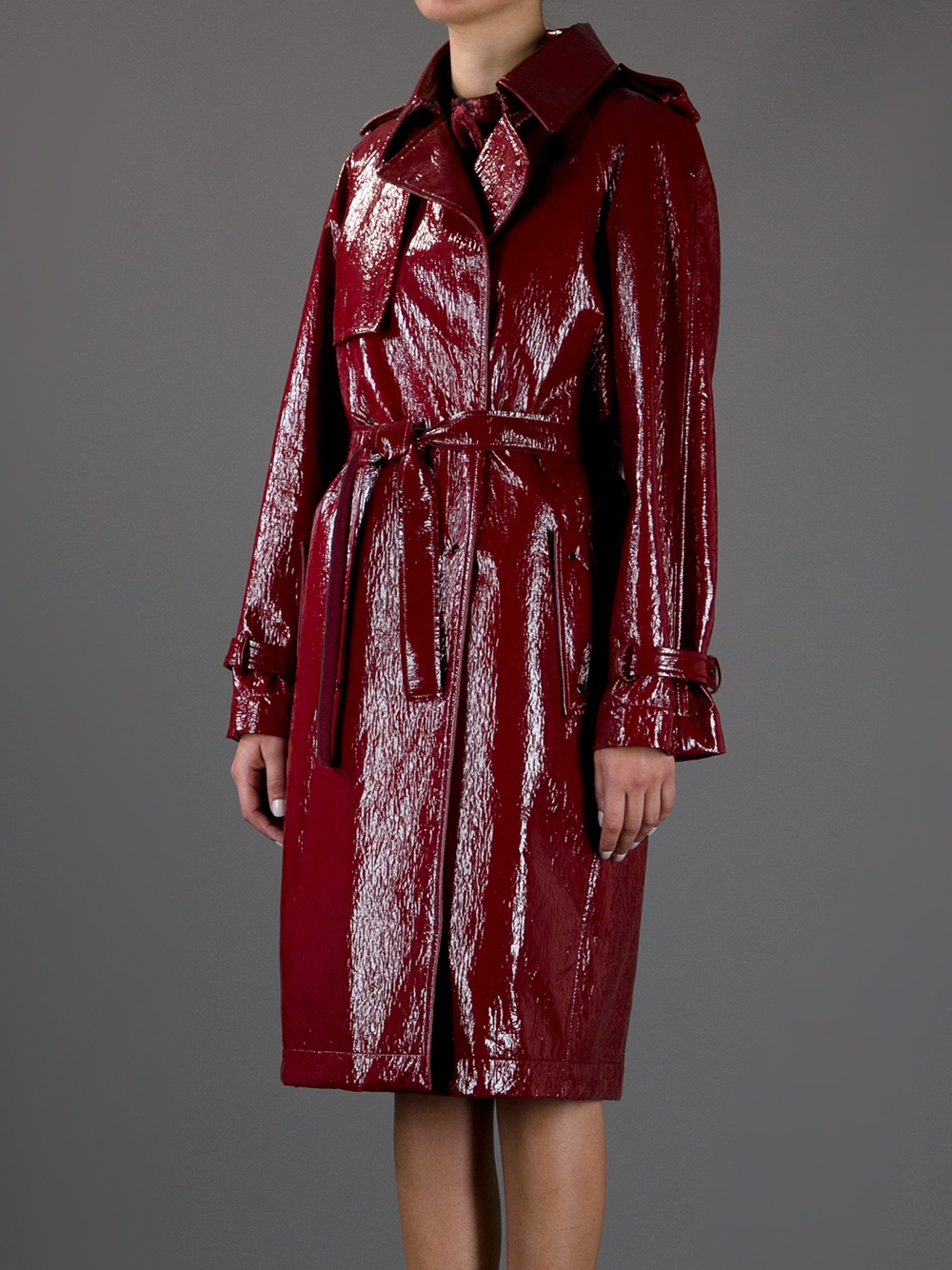 shiny trench coat
