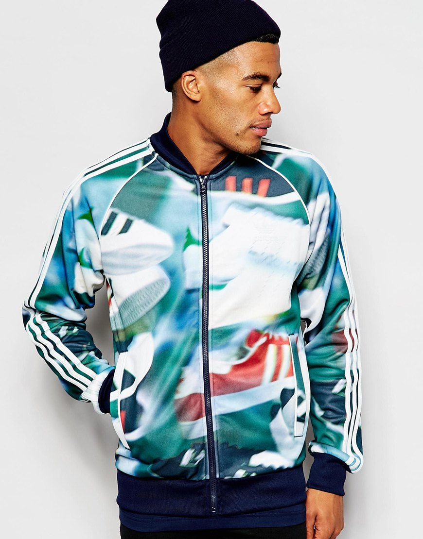 adidas Originals Track Jacket In Chaos Print in Navy (Green) for Men | Lyst
