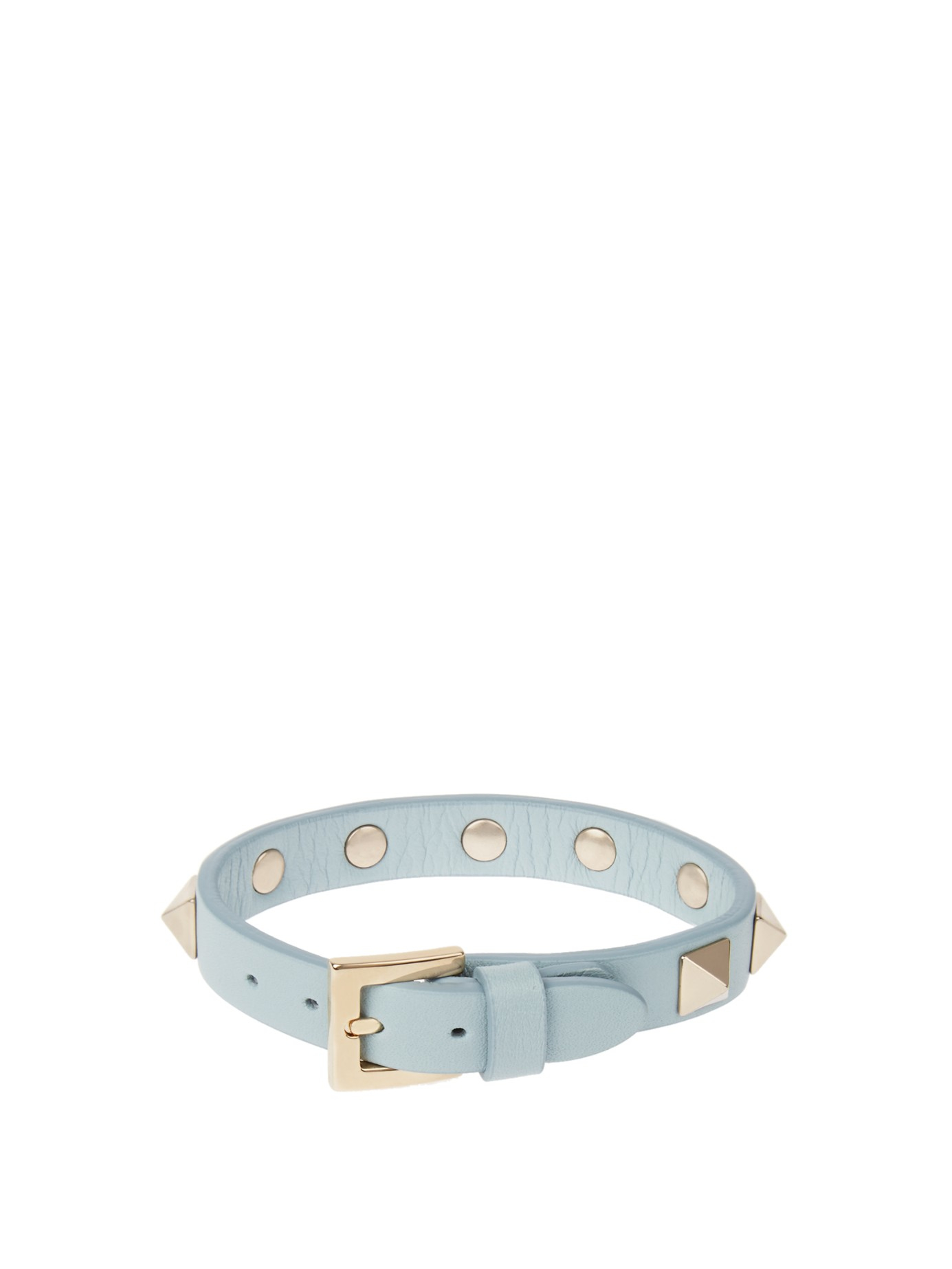 Valentino Rockstud Leather Bracelet in Light Blue (Blue) - Lyst
