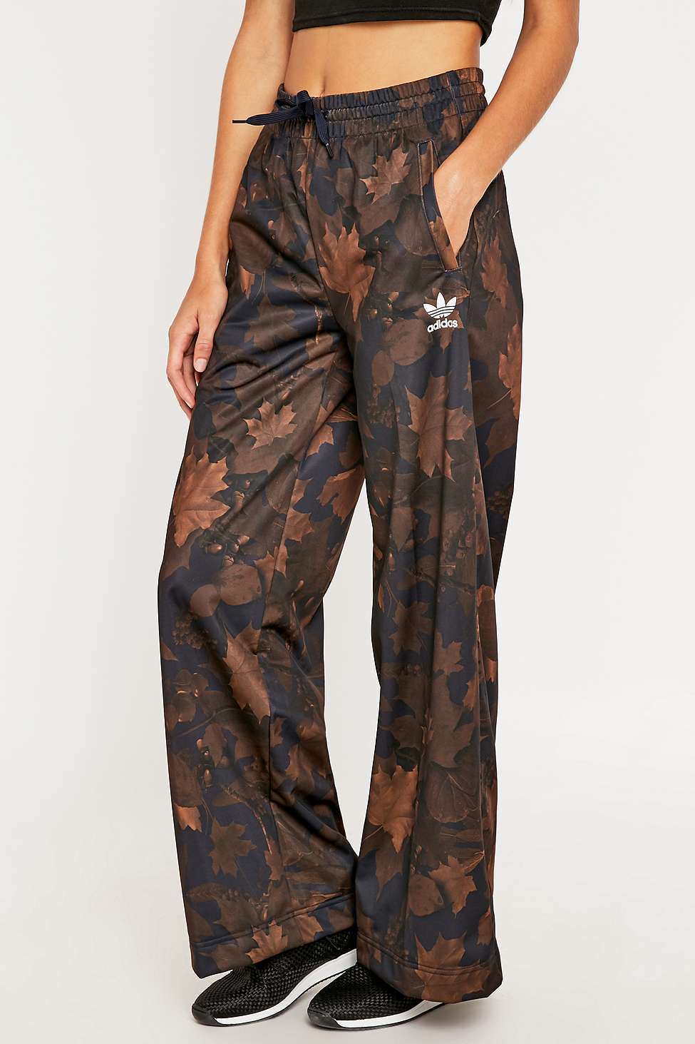 adidas Wide Leg Leaf Camo Joggers in Brown Lyst
