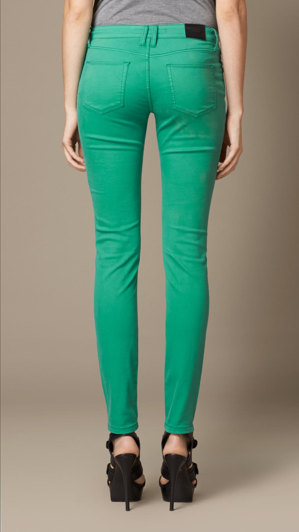 Burberry Skinny Fit Low-Rise Power-Stretch Jeans in Green (aqua green ...