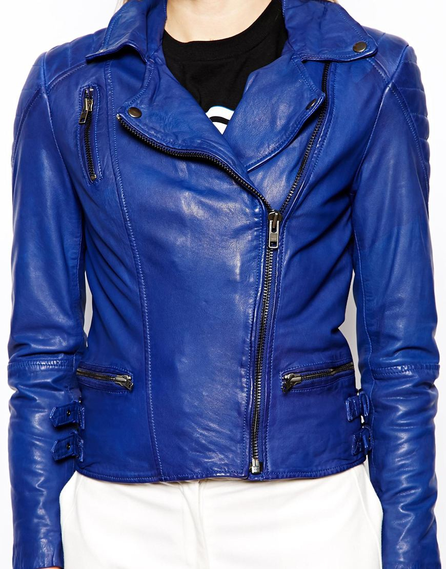 Muubaa Ollon Quilted Leather Jacket In Cobalt Blue Lyst Gallery