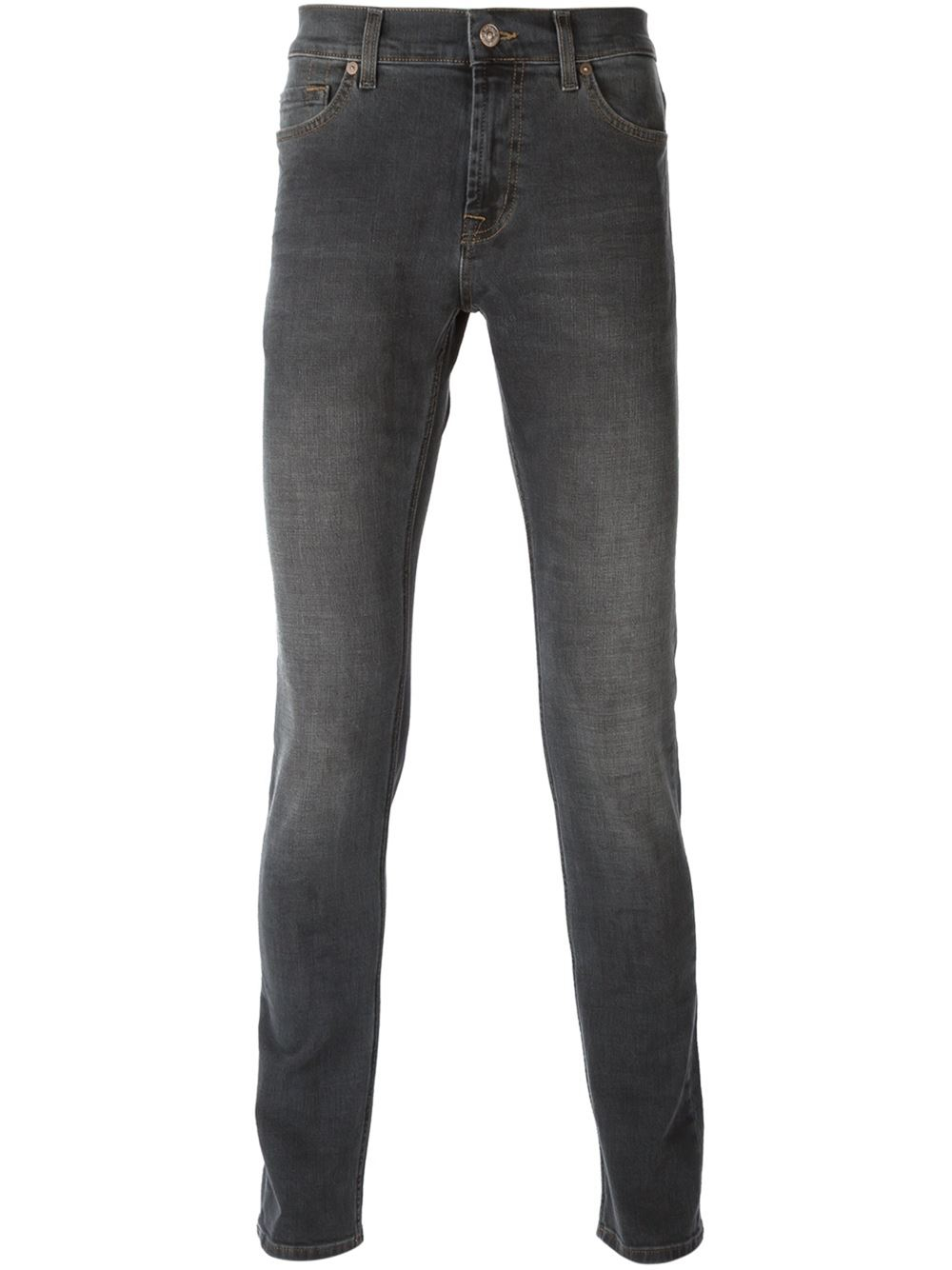 7 for all mankind Stonewashed Skinny Jeans in Black for Men | Lyst