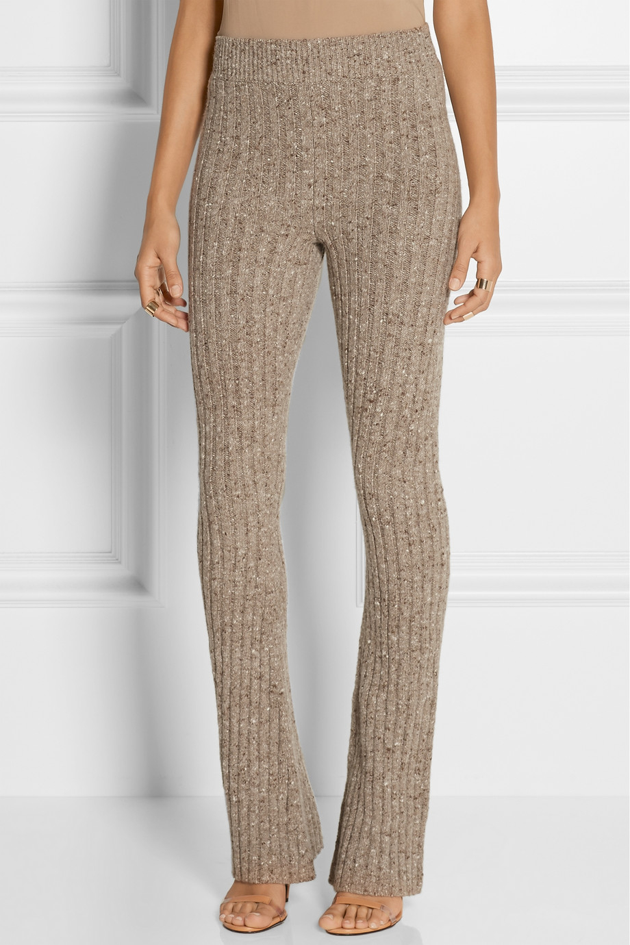 Marc Jacobs Ribbed-Knit Cashmere Flared Pants in Brown - Lyst