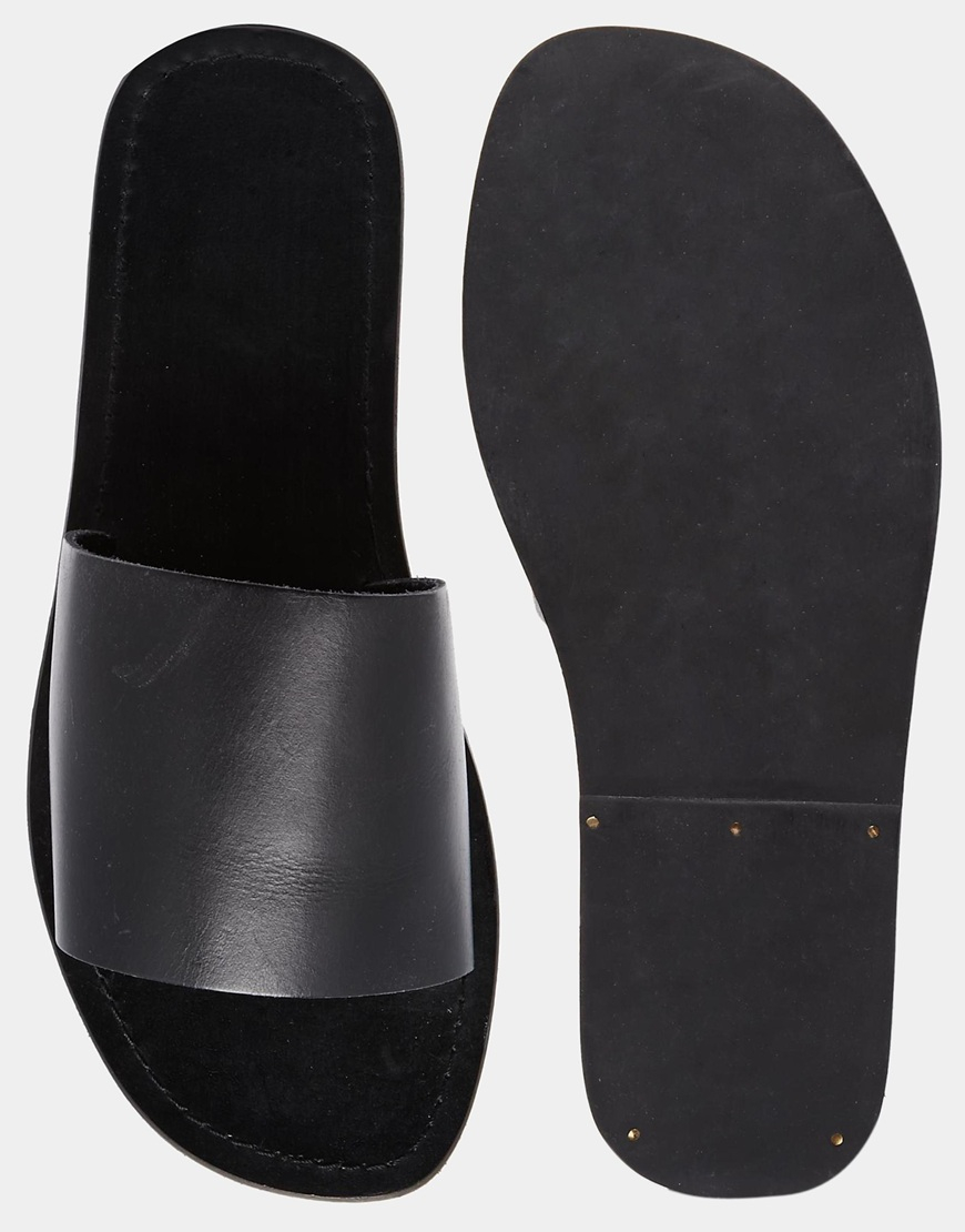 black slide heels