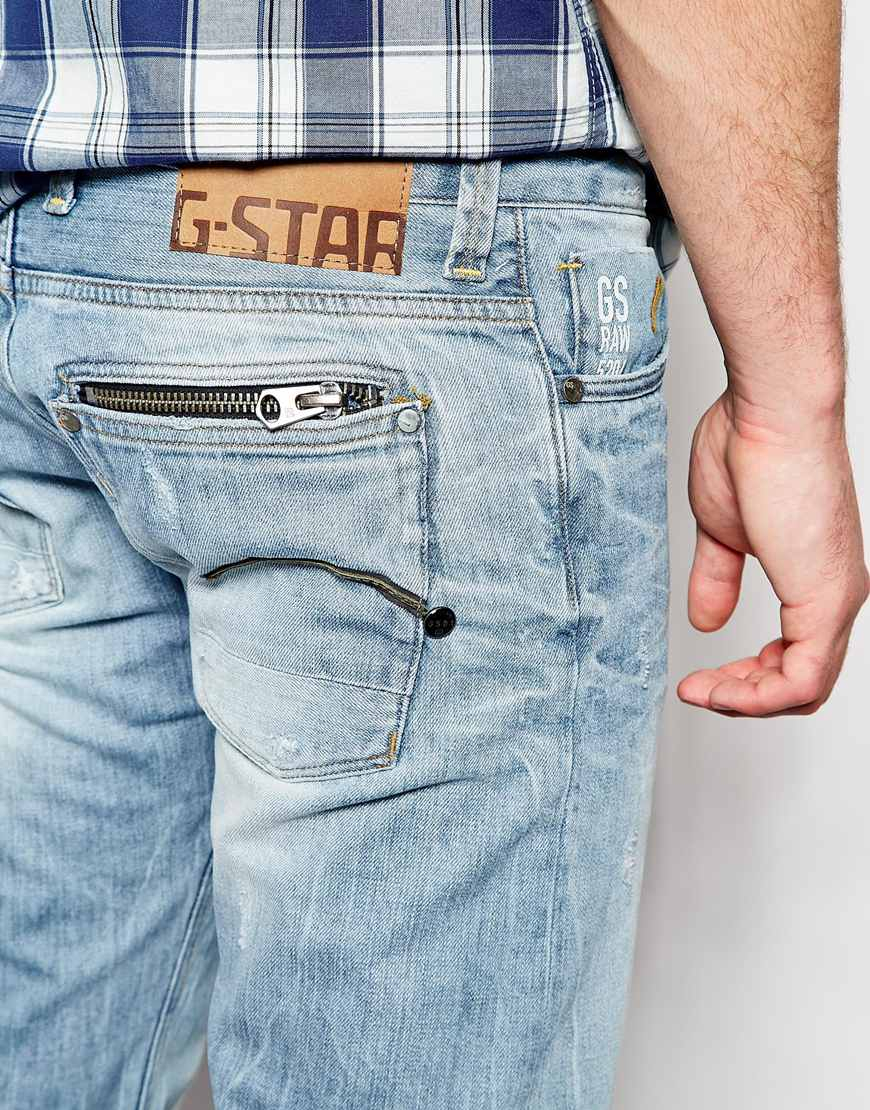 GStar RAW G Star Jeans Attacc Low Straight Fit Light Aged in Blue for