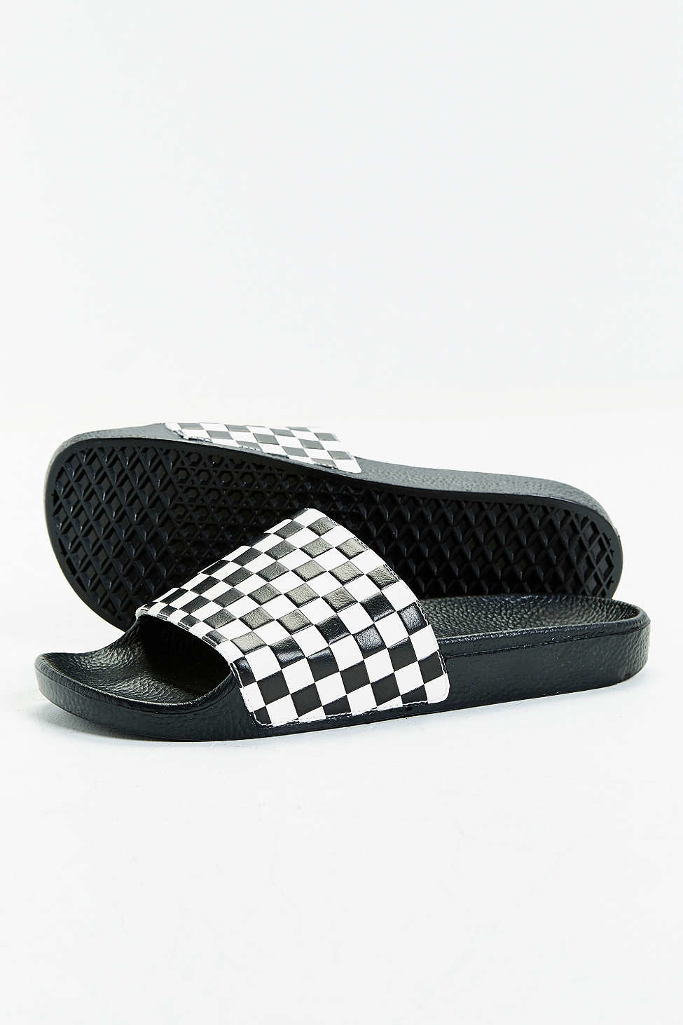 black and white vans sandals