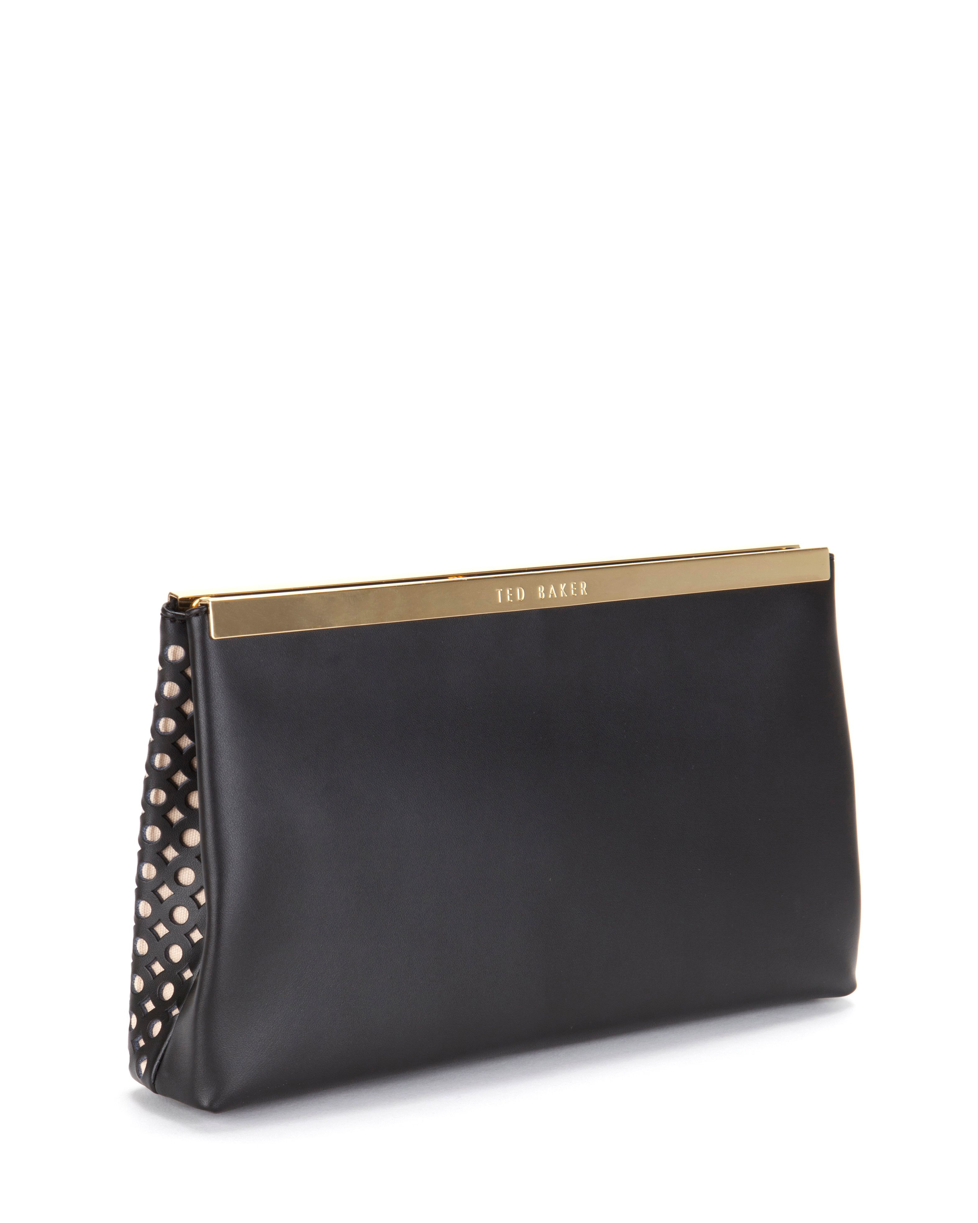 Ted baker Kala Cut Out Leather Clutch Bag in Blue (Black) | Lyst