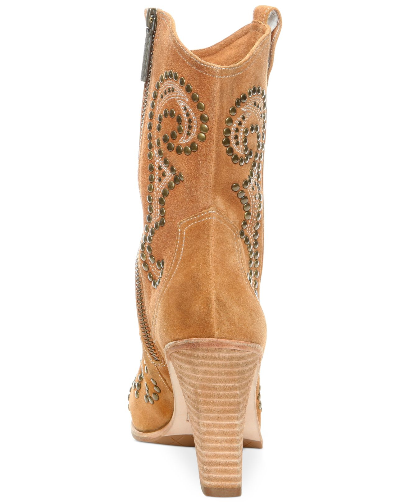 Donald J Pliner Donald J Pliner Olivia Studded Cowboy Boots in Brown - Lyst
