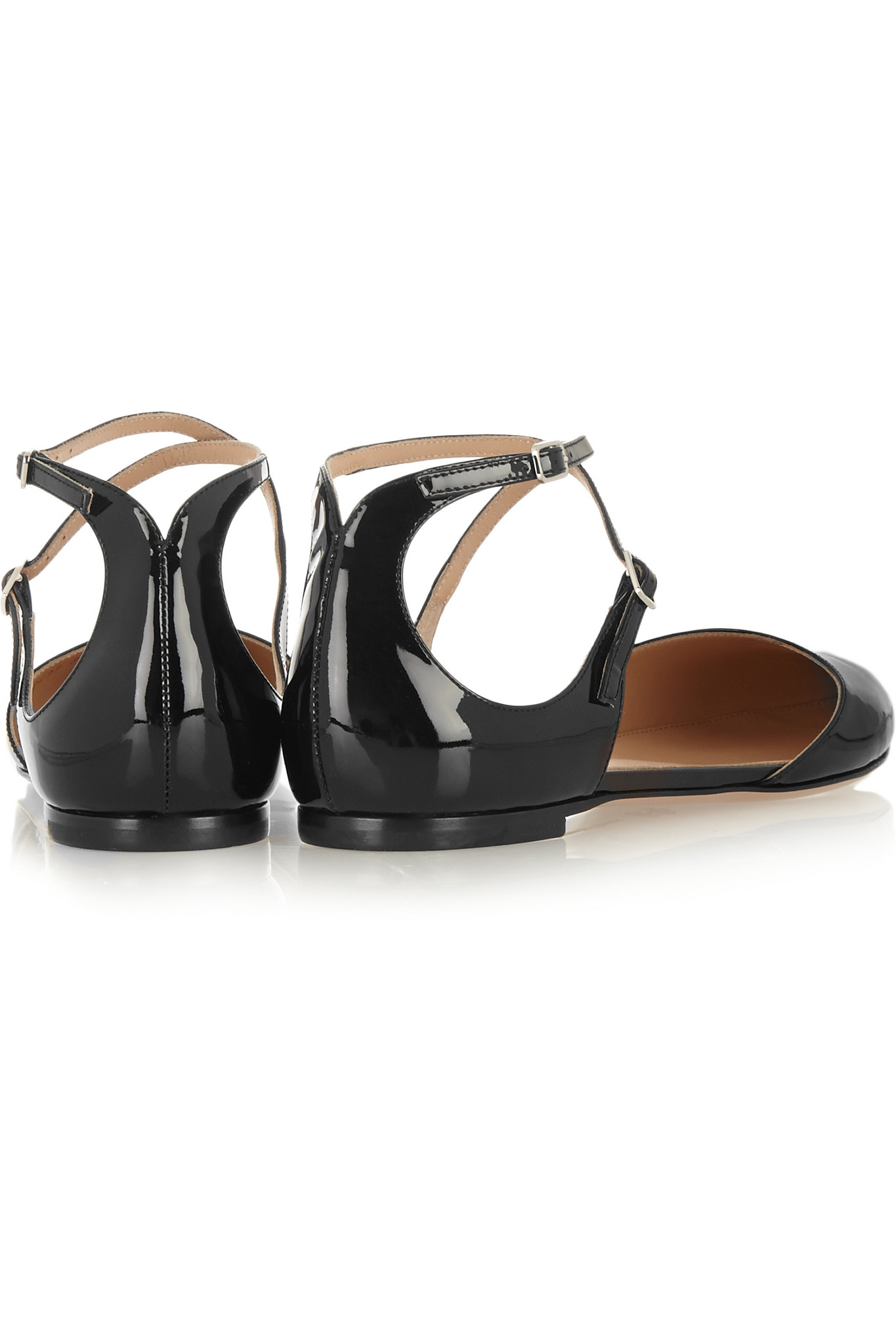 Gianvito Rossi Pointed-Toe Patent-Leather Flats in Black - Lyst