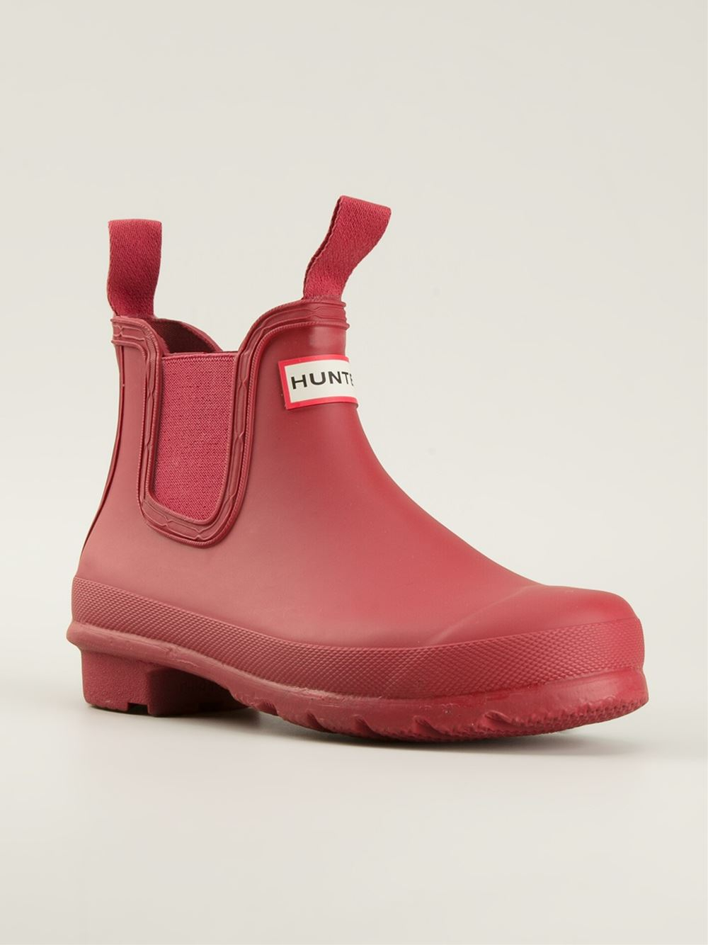 Red chelsea hunter boots clearance