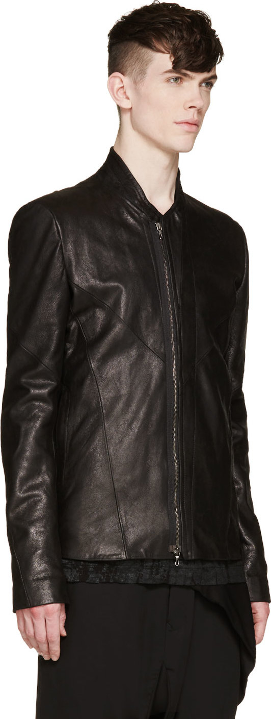 Lyst Julius Black Leather Asymmetrical Jacket In For Men Gallery