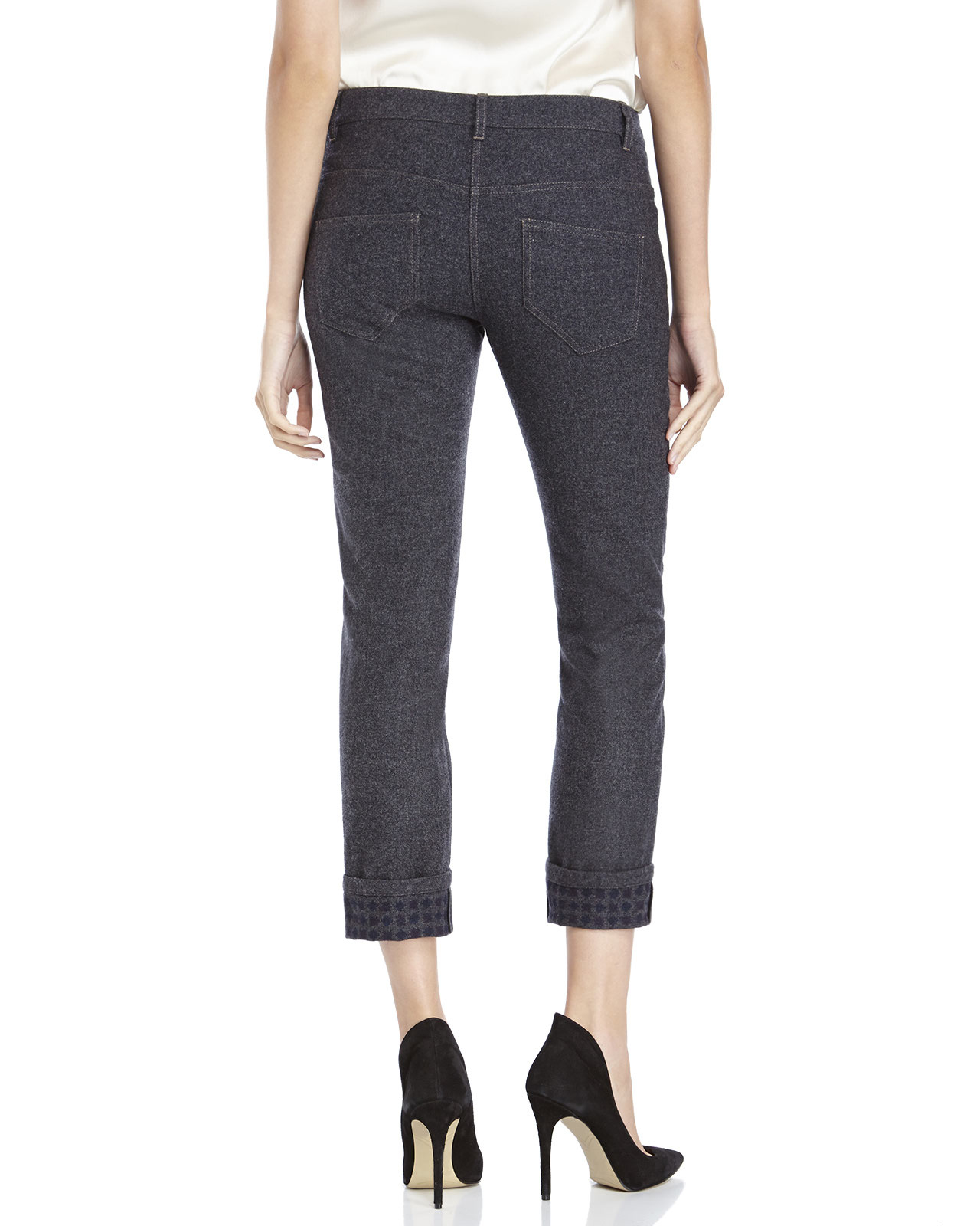 Lyst - Brunello Cucinelli Cropped Wool Pants in Gray