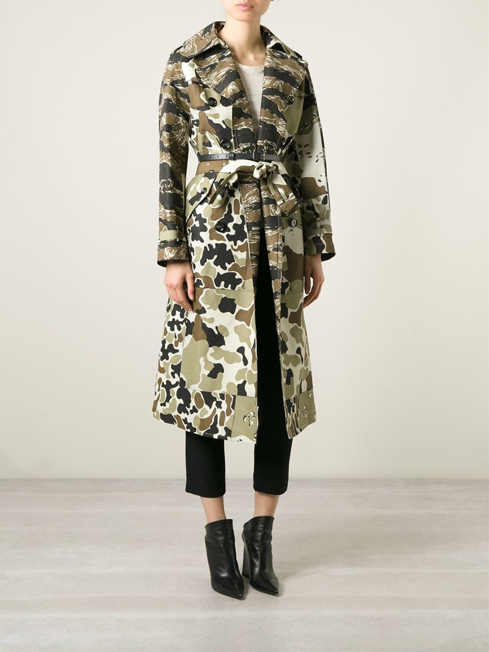 Golden goose deluxe brand Camouflage-Print Belted Trench Coat in Green ...