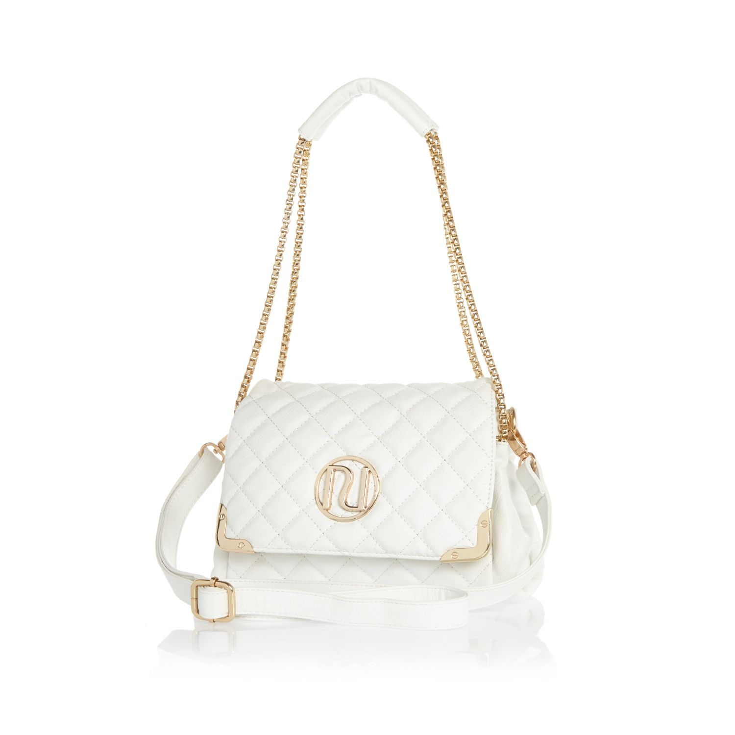 River Island White Quilted Underarm Bag in White Lyst
