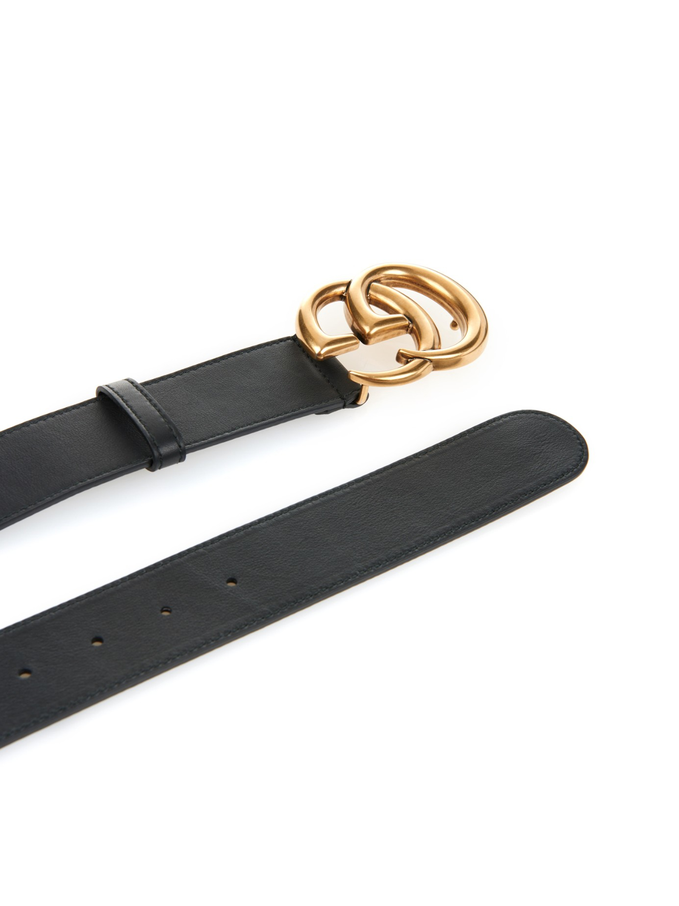 Black GG-logo leather belt, Gucci