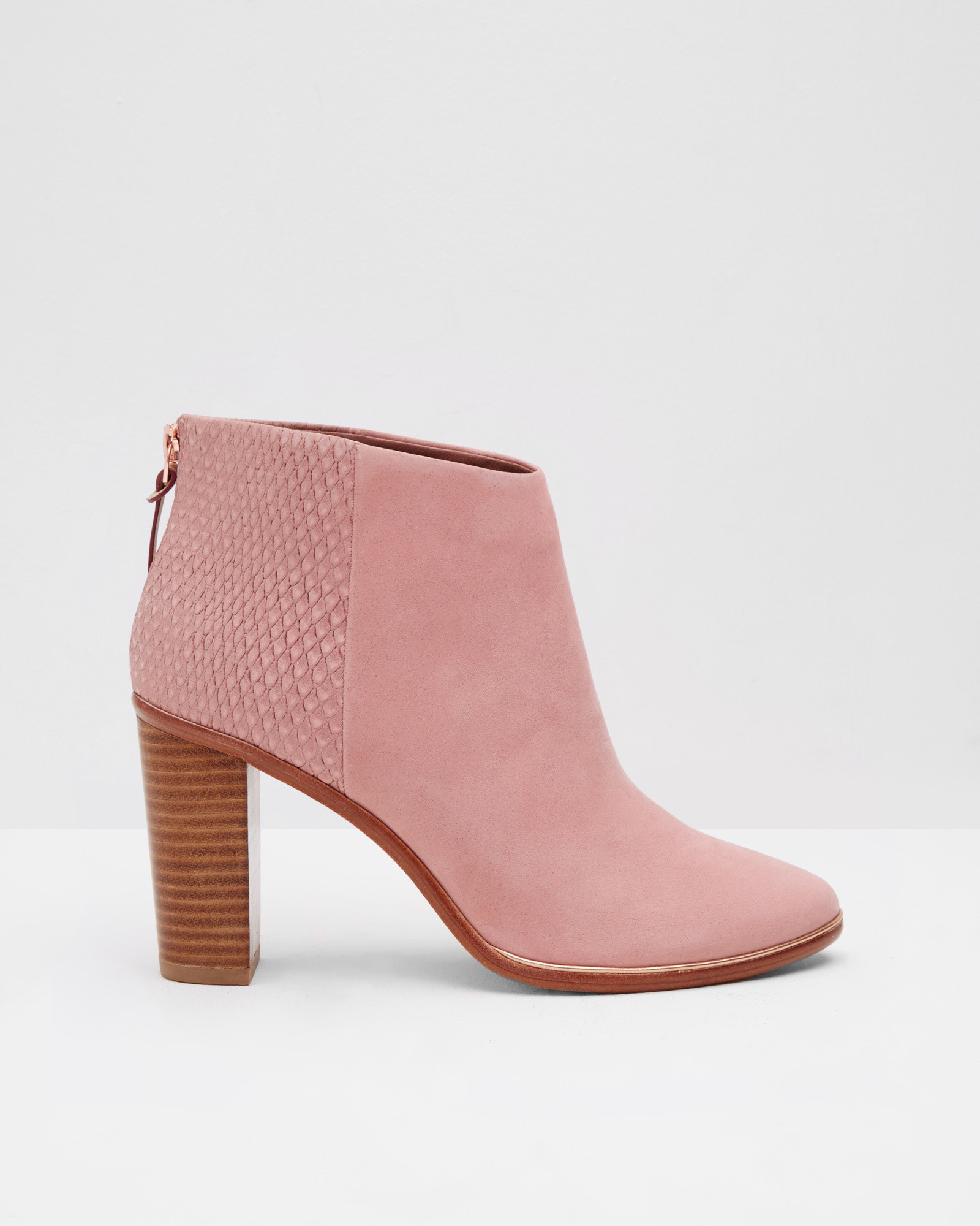 Ted Baker Textured Leather Ankle Boots in Dusky Pink (Pink) - Lyst