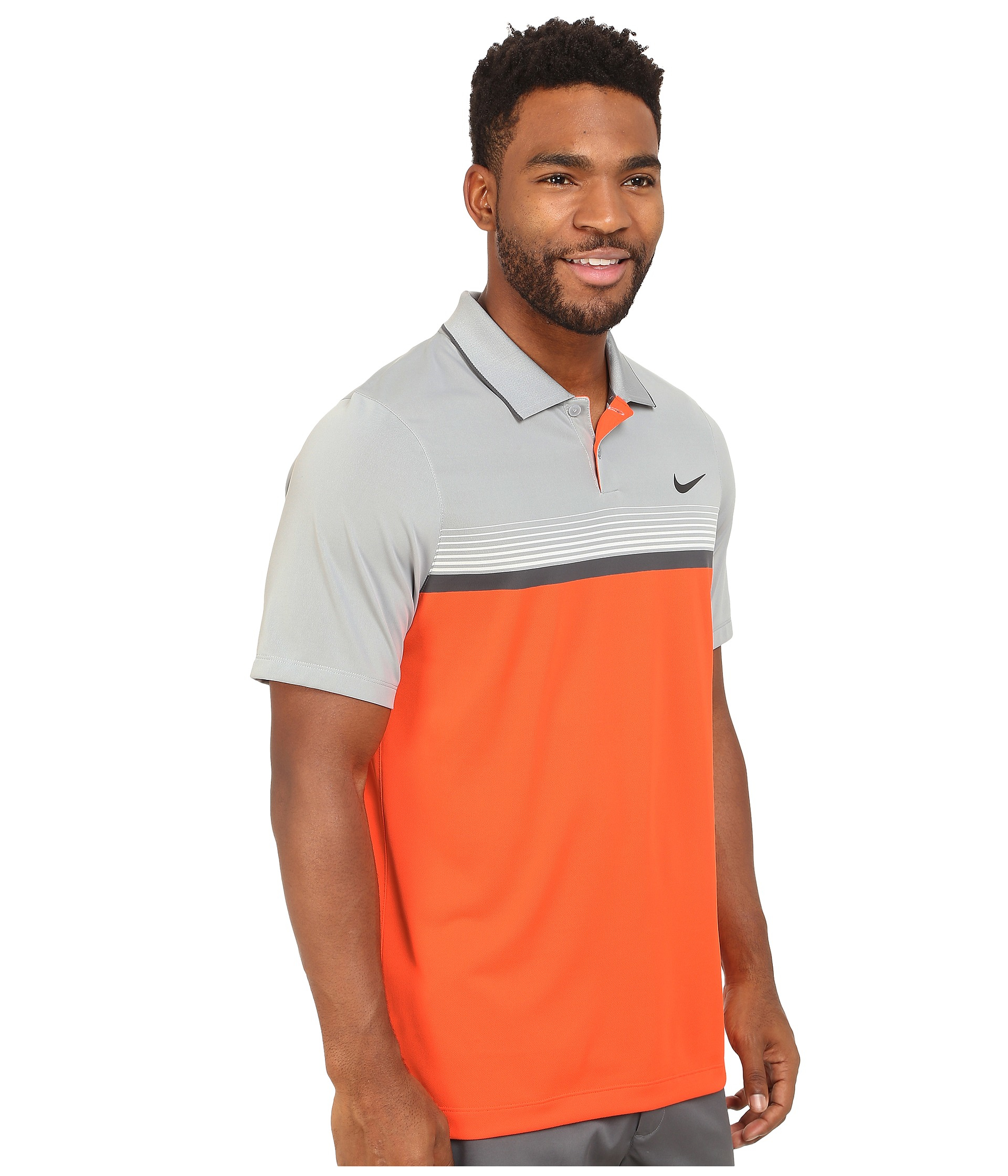 Nike Momentum Stripe Polo in Orange for Men | Lyst