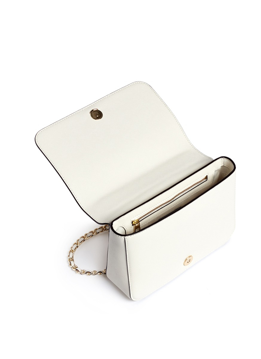 Tory Burch 'robinson' Two-way Chain Saffiano Leather Shoulder Bag in White