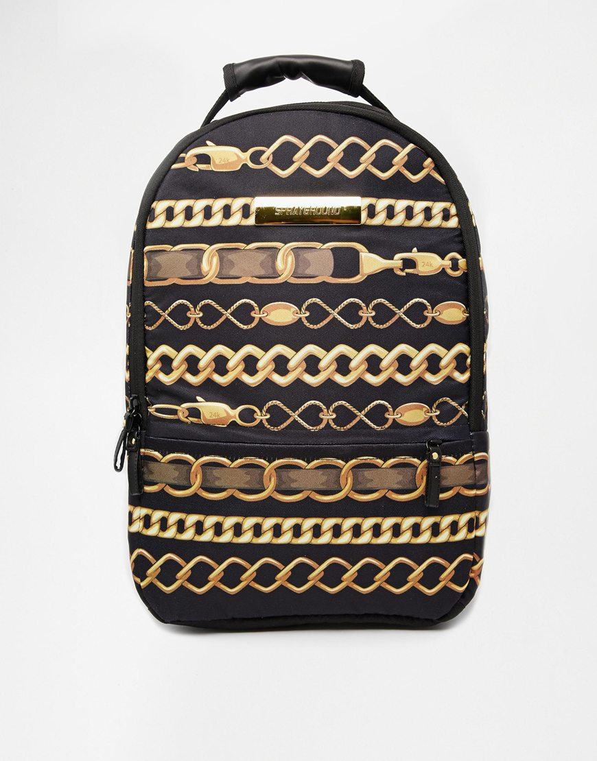 Sprayground Gold Chains Backpack in Metallic for Men | Lyst
